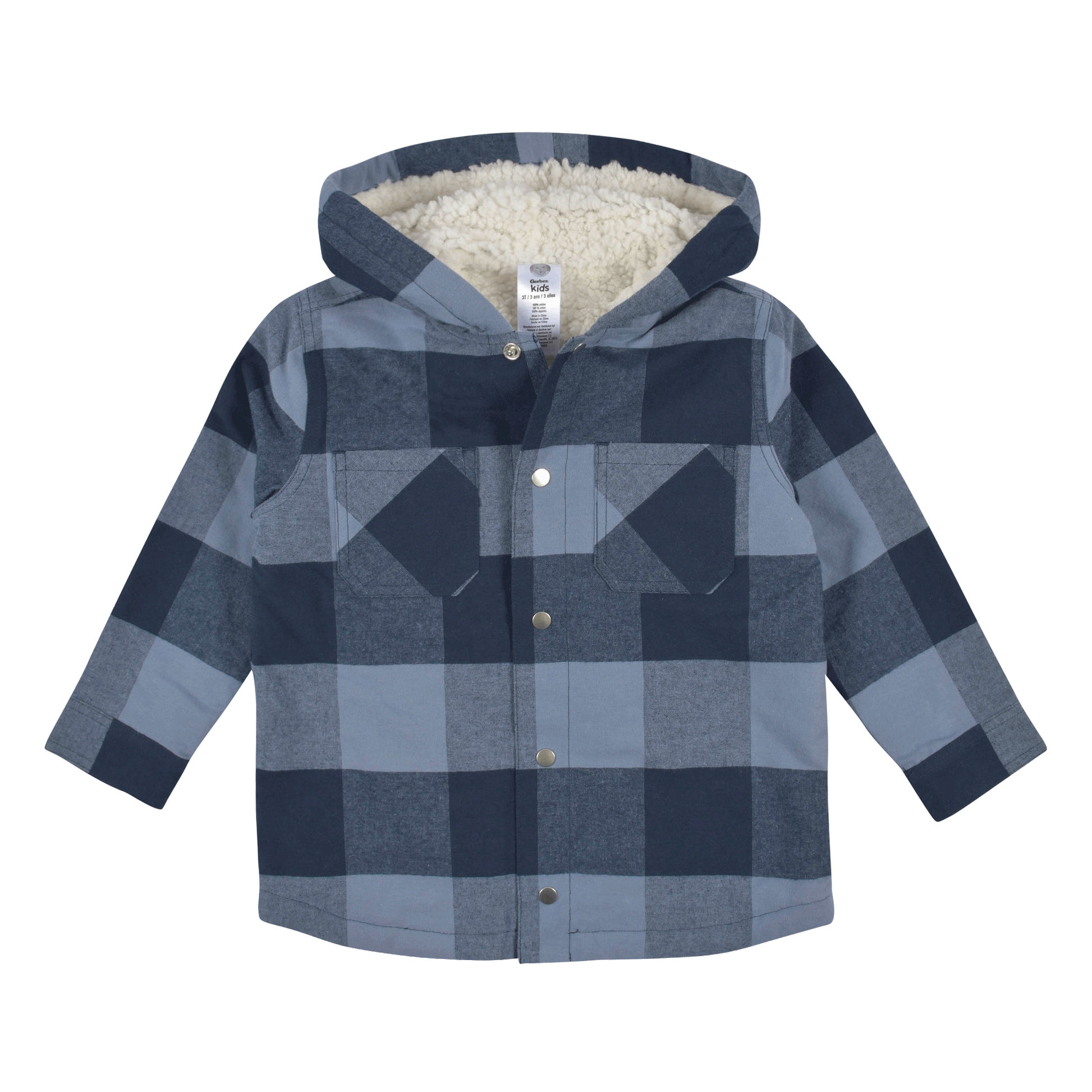 2-Piece Infant & Toddler Boys Navy Plaid Flannel Jacket & Jogger Set, view 2