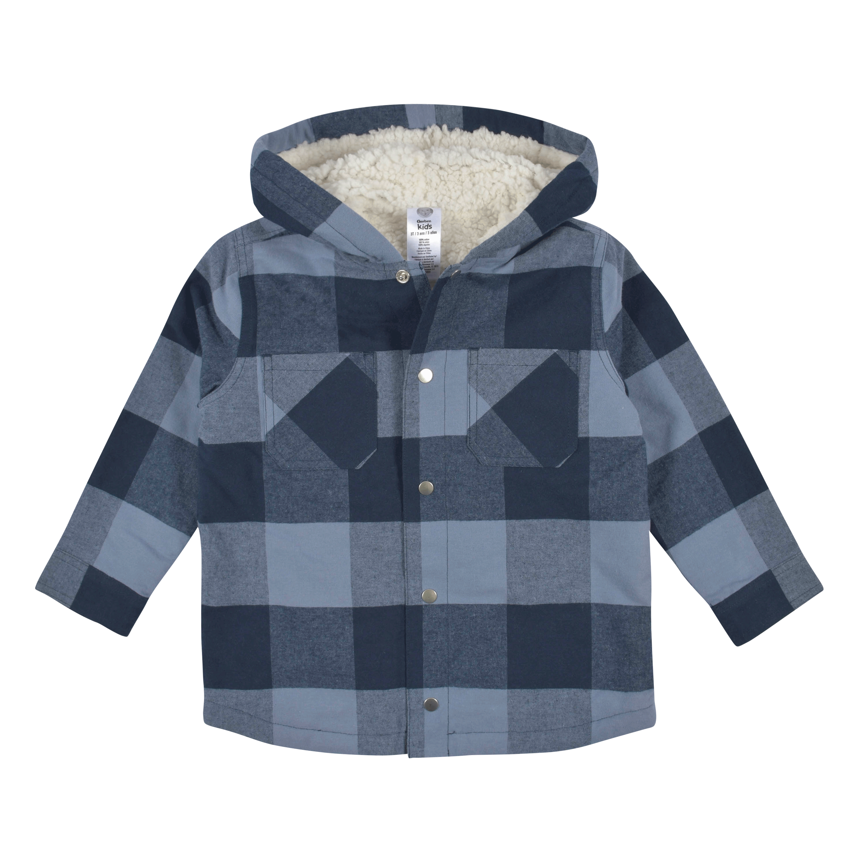 2-Piece Infant & Toddler Boys Navy Plaid Flannel Jacket & Jogger Set, view 2