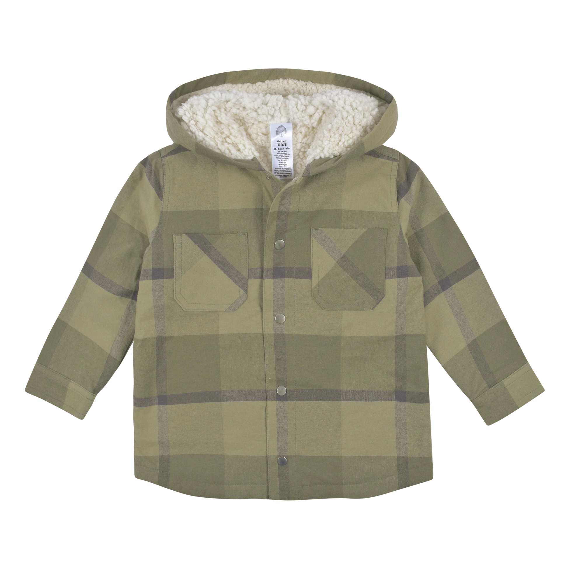 2-Piece Infant & Toddler Boys Sage Green Plaid Flannel Jacket & Jogger Set, view 2