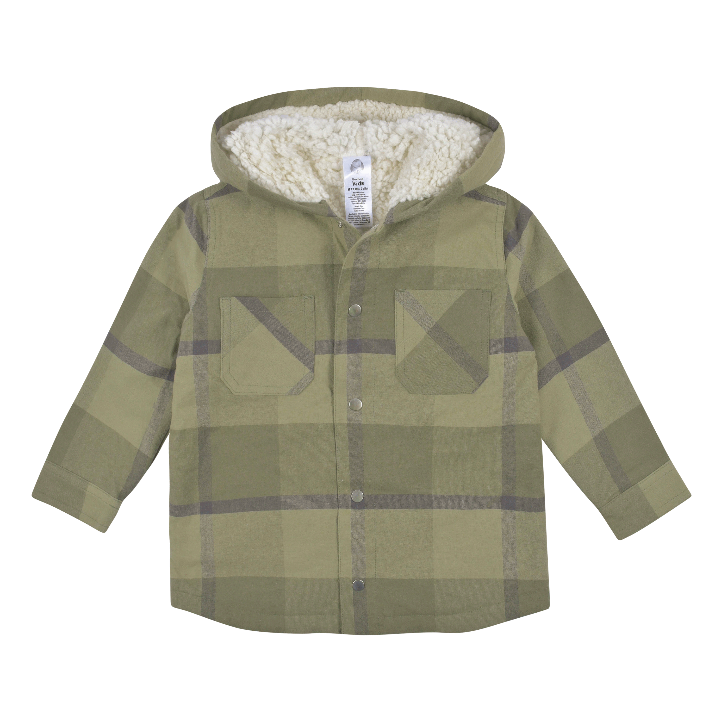 2-Piece Infant & Toddler Boys Sage Green Plaid Flannel Jacket & Jogger Set, view 2
