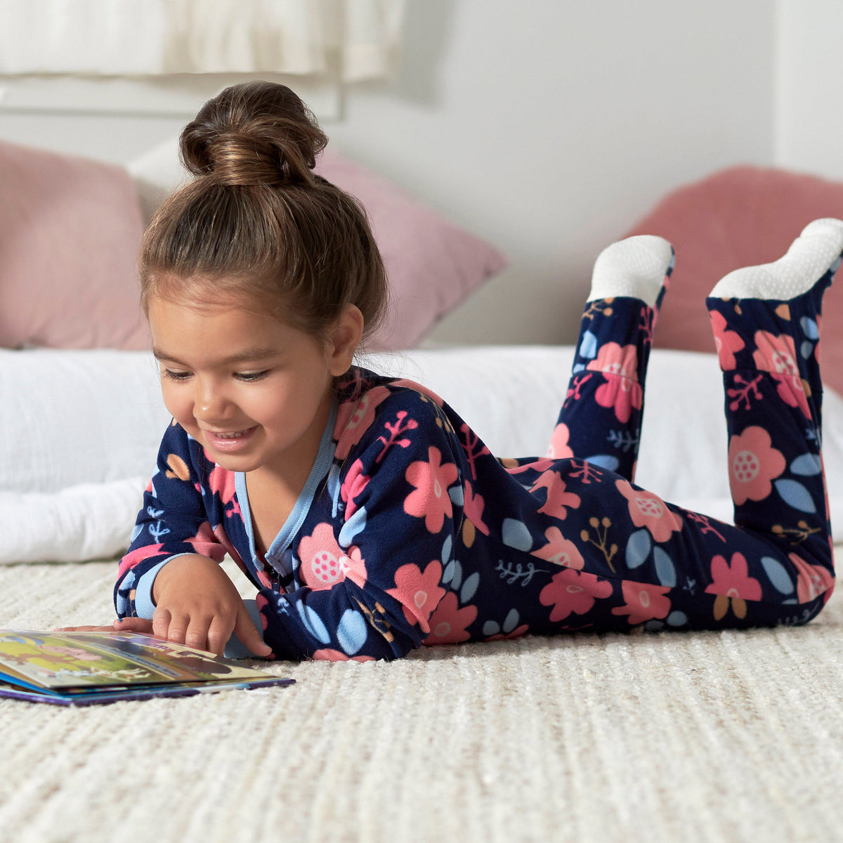 4-Pack Baby & Toddler Girls Fox & Floral Fleece Pajamas, lifestyle photo 4
