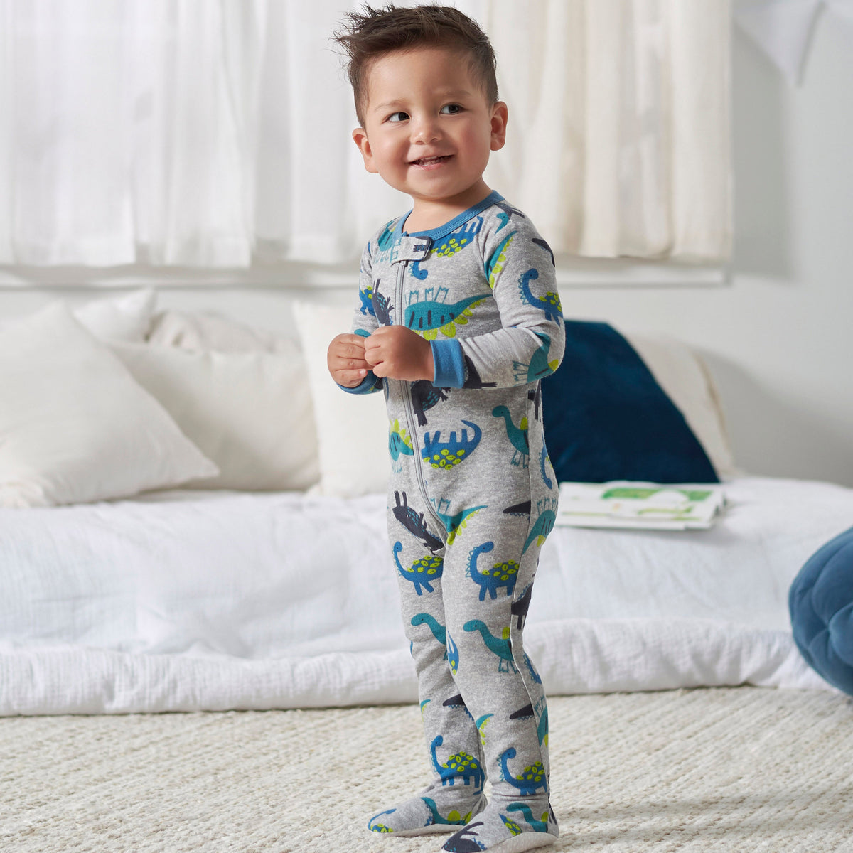 2-Pack Baby & Toddler Boys Big Dino Snug Fit Footed Cotton Pajamas, lifestyle photo 1
