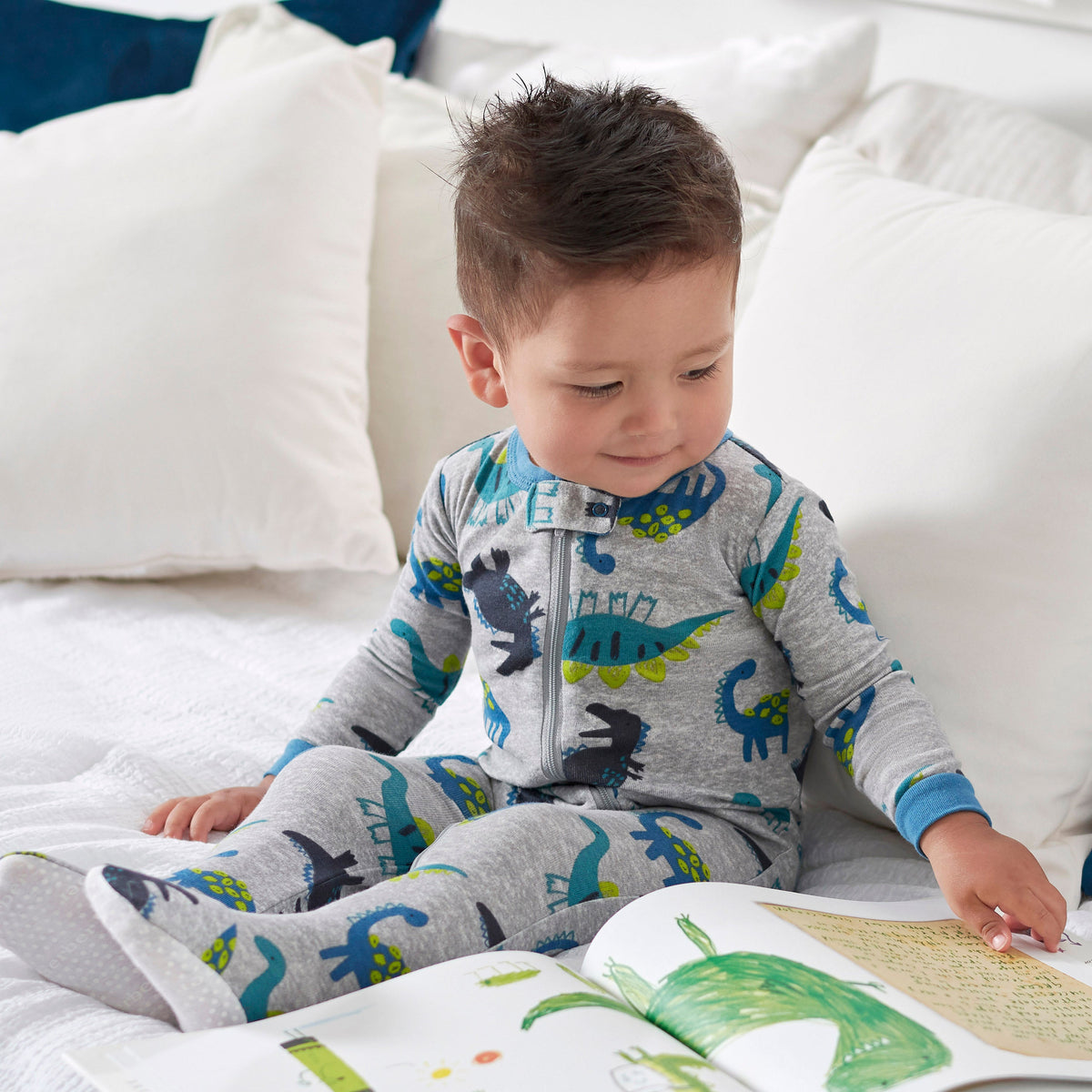 2-Pack Baby & Toddler Boys Big Dino Snug Fit Footed Cotton Pajamas, lifestyle photo 3