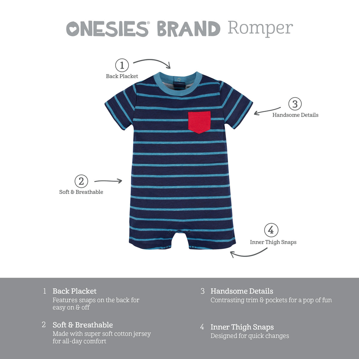 3-Pack Baby Boys Construction Zone Rompers, view 11