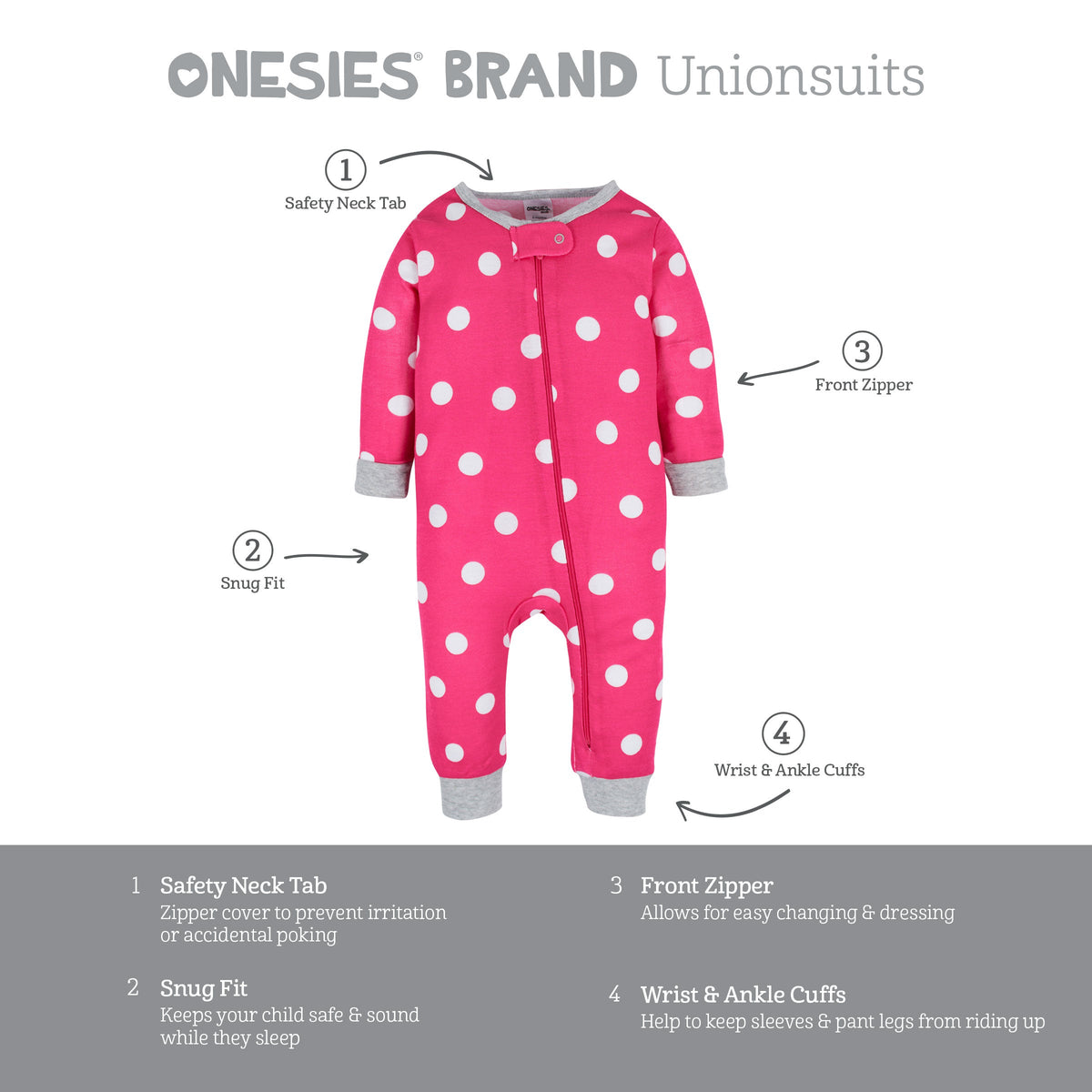 3-Pack Baby & Toddler Girls Dots & Kitties Snug Fit Footless Pajamas, view 7