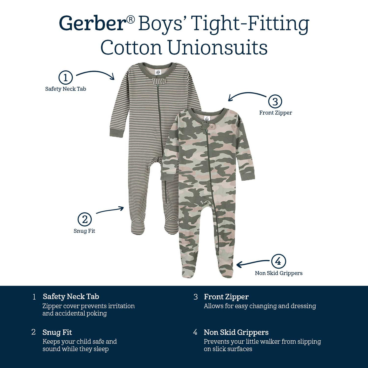 2-Pack Baby & Toddler Boys Camping Fun Snug Fit Footed Cotton Pajamas-Gerber Childrenswear Wholesale