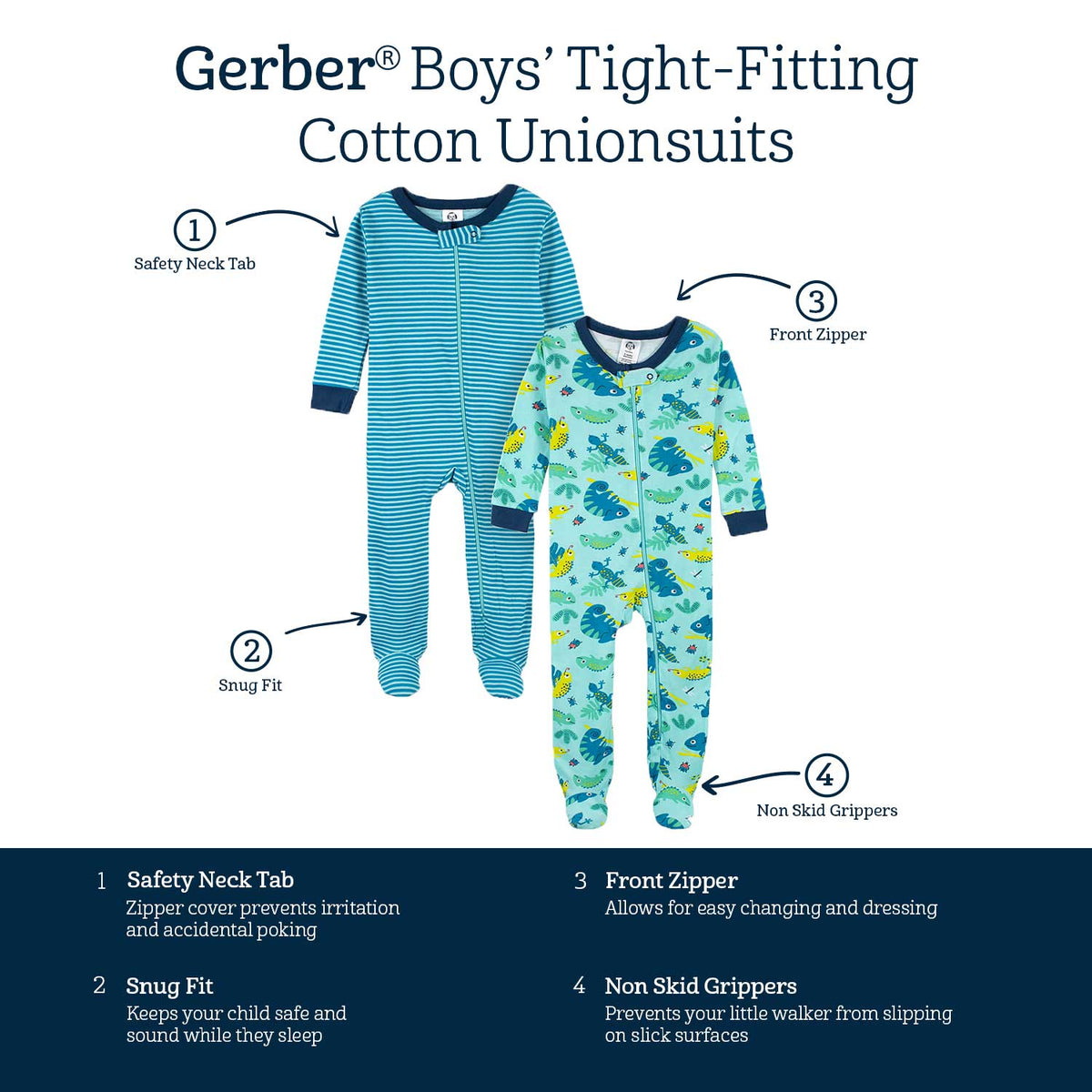 2-Pack Baby & Toddler Boys Bug Expert Snug Fit Footed Cotton Pajamas-Gerber Childrenswear Wholesale
