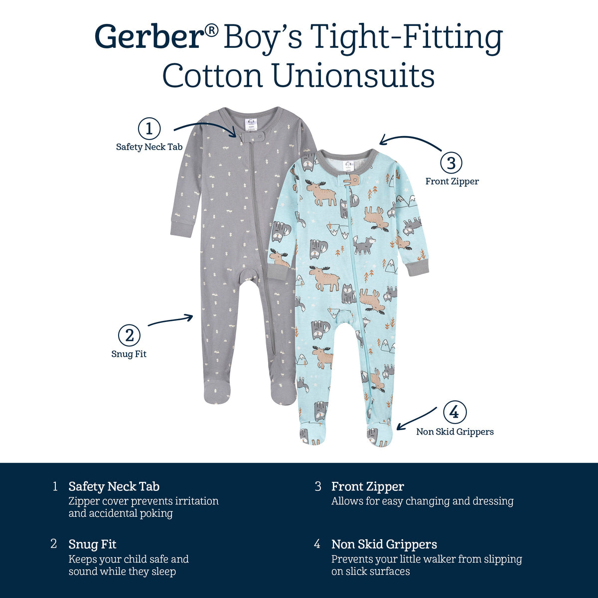 2-Pack Baby & Toddler Boys Polar Pals Snug Fit Footed Cotton Pajamas-Gerber Childrenswear Wholesale