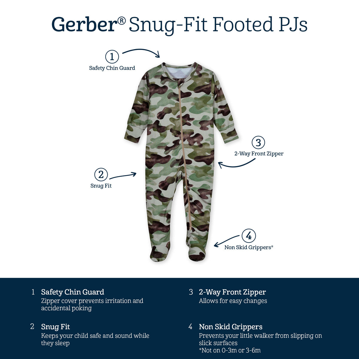 Baby & Toddler Hide & Seek Camo Buttery Soft Viscose Made from Eucalyptus Snug Fit Footed Pajamas-Gerber Childrenswear Wholesale