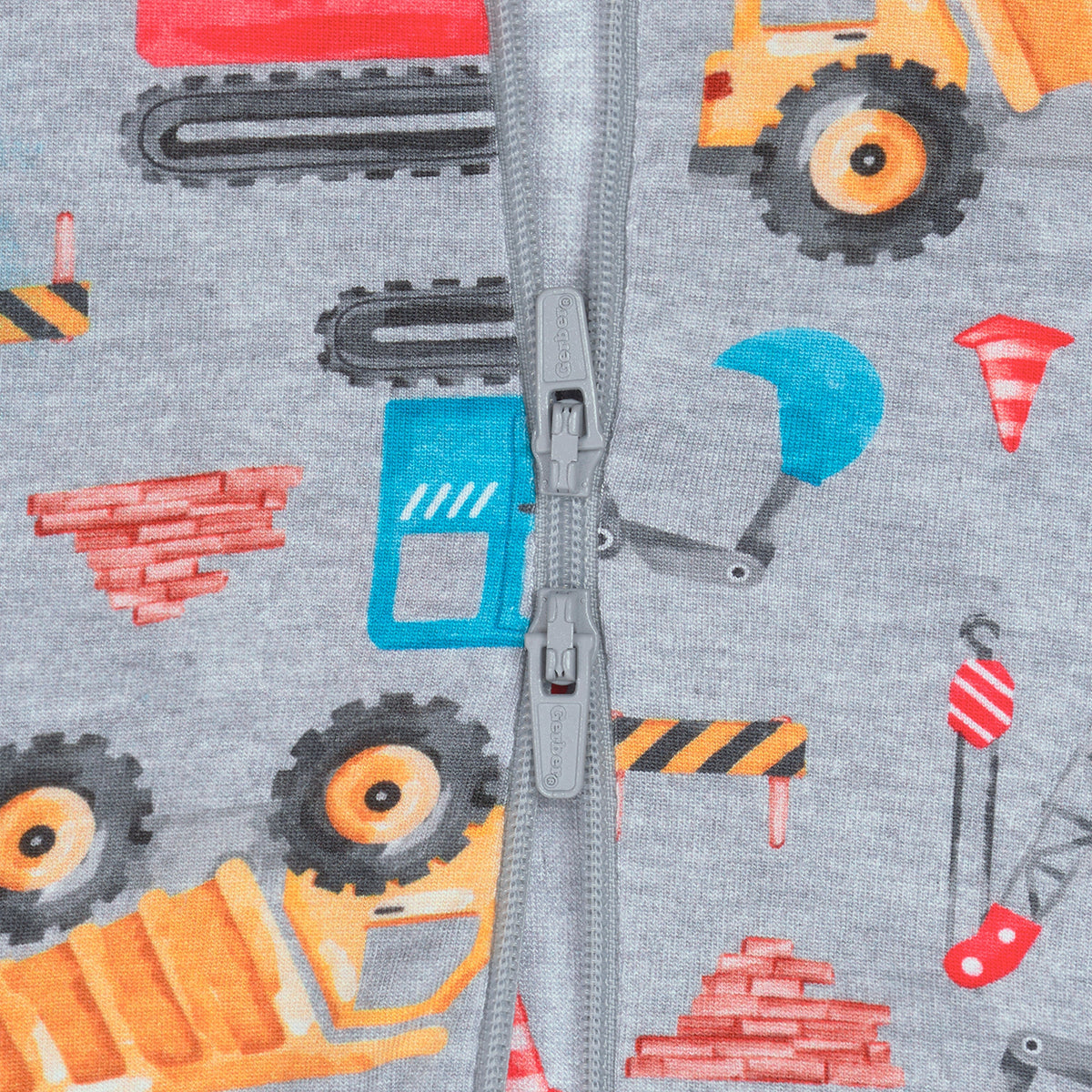 Baby & Toddler Boys Construction Trucks Buttery Soft Viscose Made from Eucalyptus Snug Fit Footed Pajamas, close-up detail 3