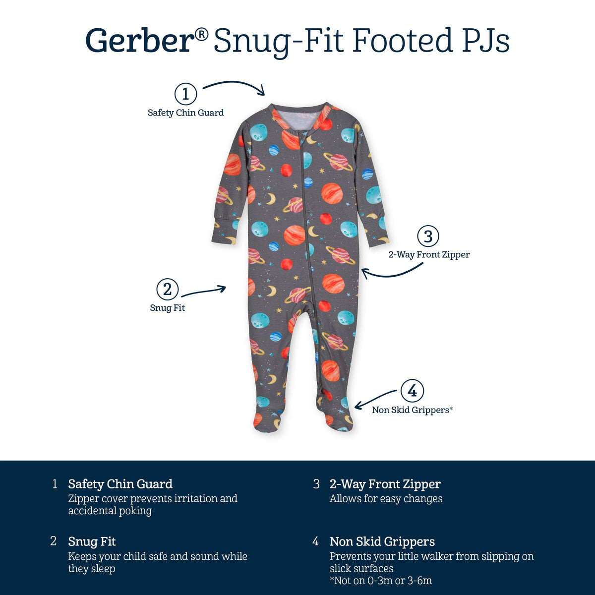 Baby & Toddler Outer Space Buttery Soft Viscose Made from Eucalyptus Snug Fit Footed Pajamas-Gerber Childrenswear Wholesale