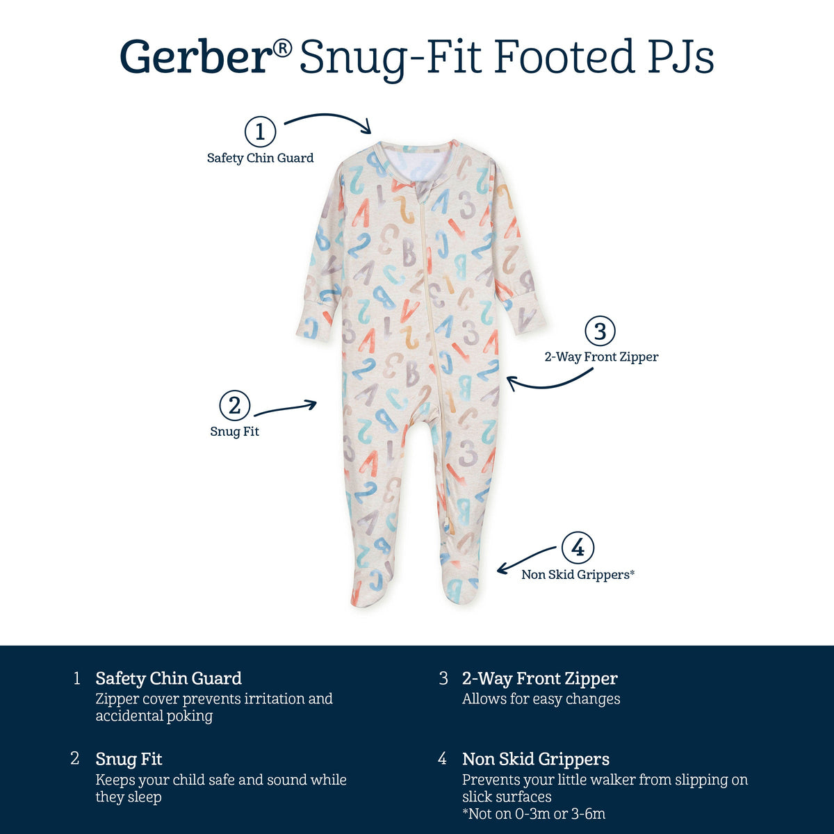 Baby & Toddler Alphabet Soup Buttery Soft Viscose Made from Eucalyptus Snug Fit Footed Pajamas-Gerber Childrenswear Wholesale
