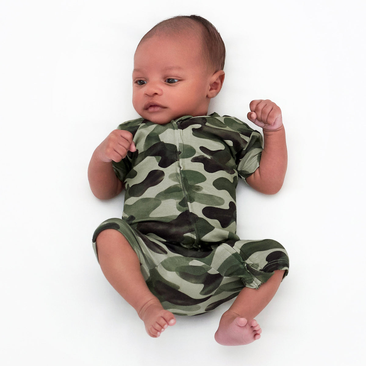 Baby Boys Hide & Seek Camo Buttery Soft Viscose Made from Eucalyptus Snug Fit Romper, view 5