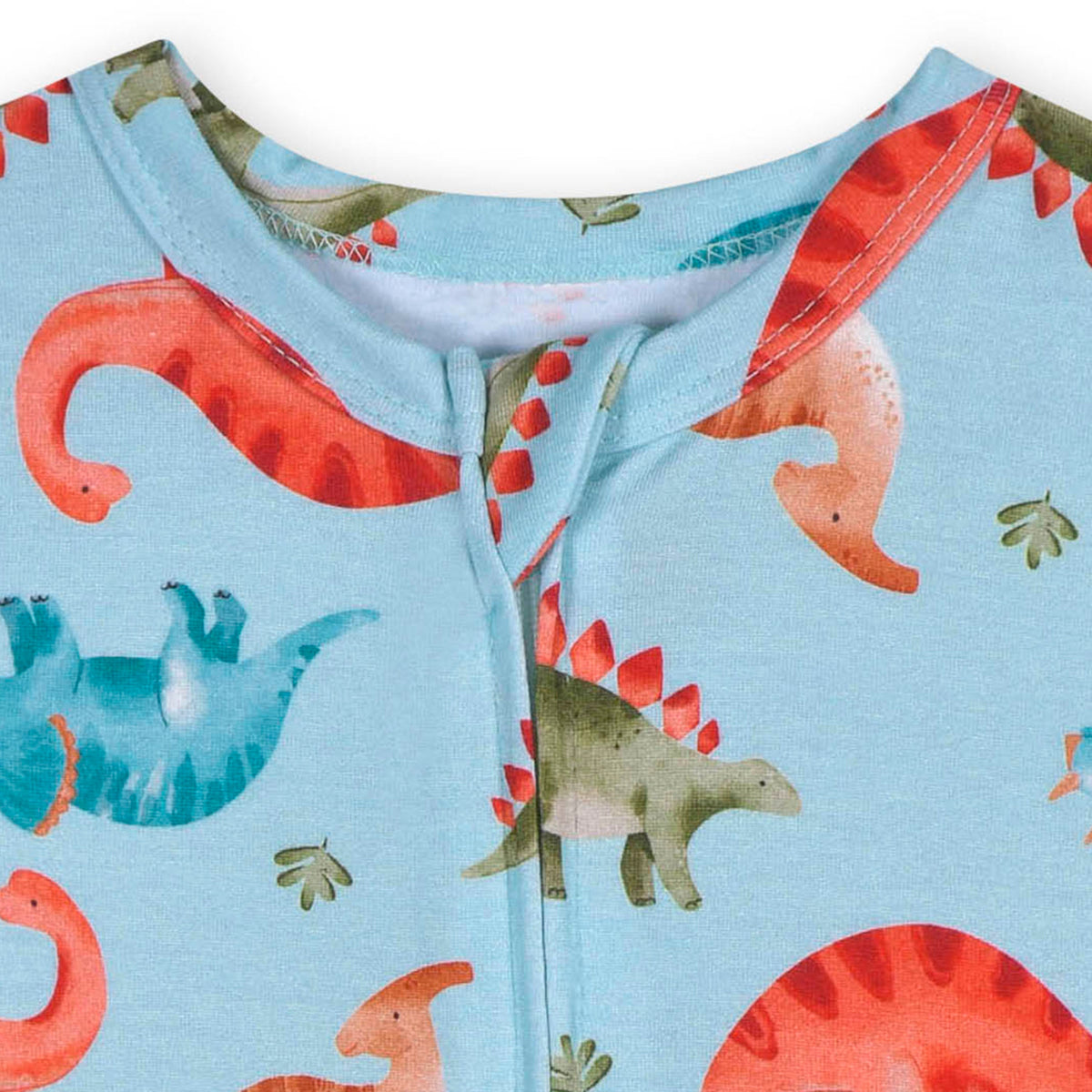 Baby Snugosaurous Buttery Soft Viscose Made from Eucalyptus Snug Fit Romper, close-up detail 1