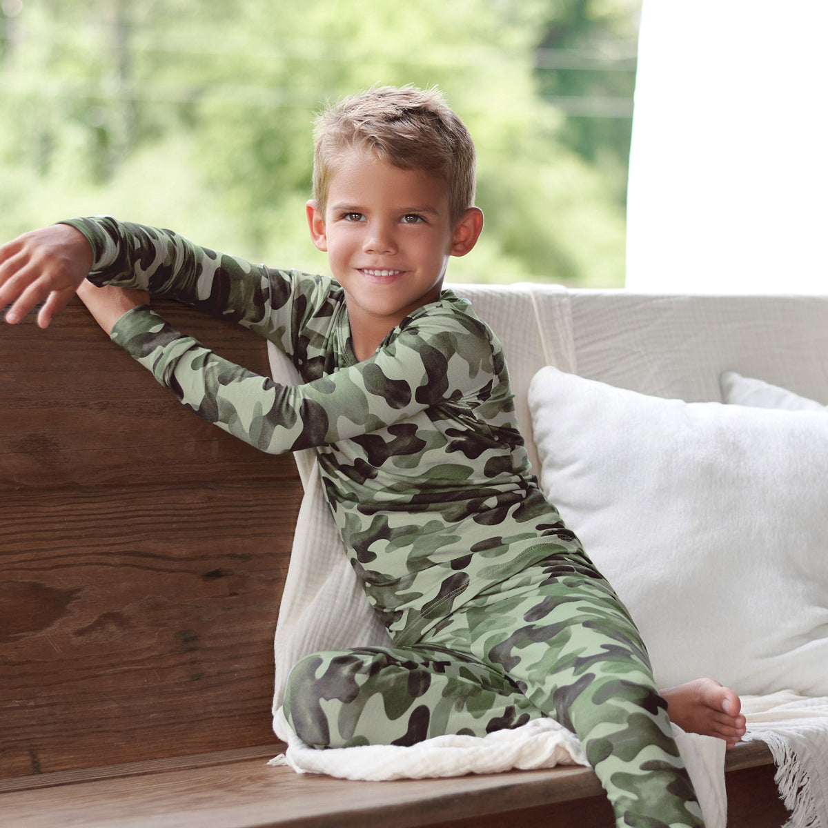 2-Piece Infant & Toddler Hide & Seek Camo Buttery Soft Viscose Made from Eucalyptus Snug Fit Pajamas, lifestyle photo 3