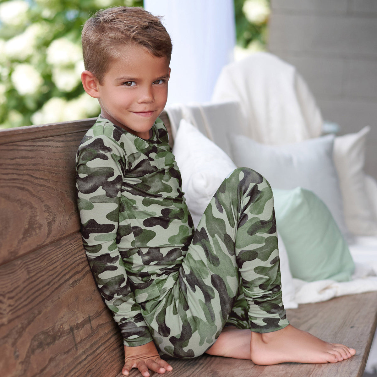 2-Piece Infant & Toddler Hide & Seek Camo Buttery Soft Viscose Made from Eucalyptus Snug Fit Pajamas, lifestyle photo 5