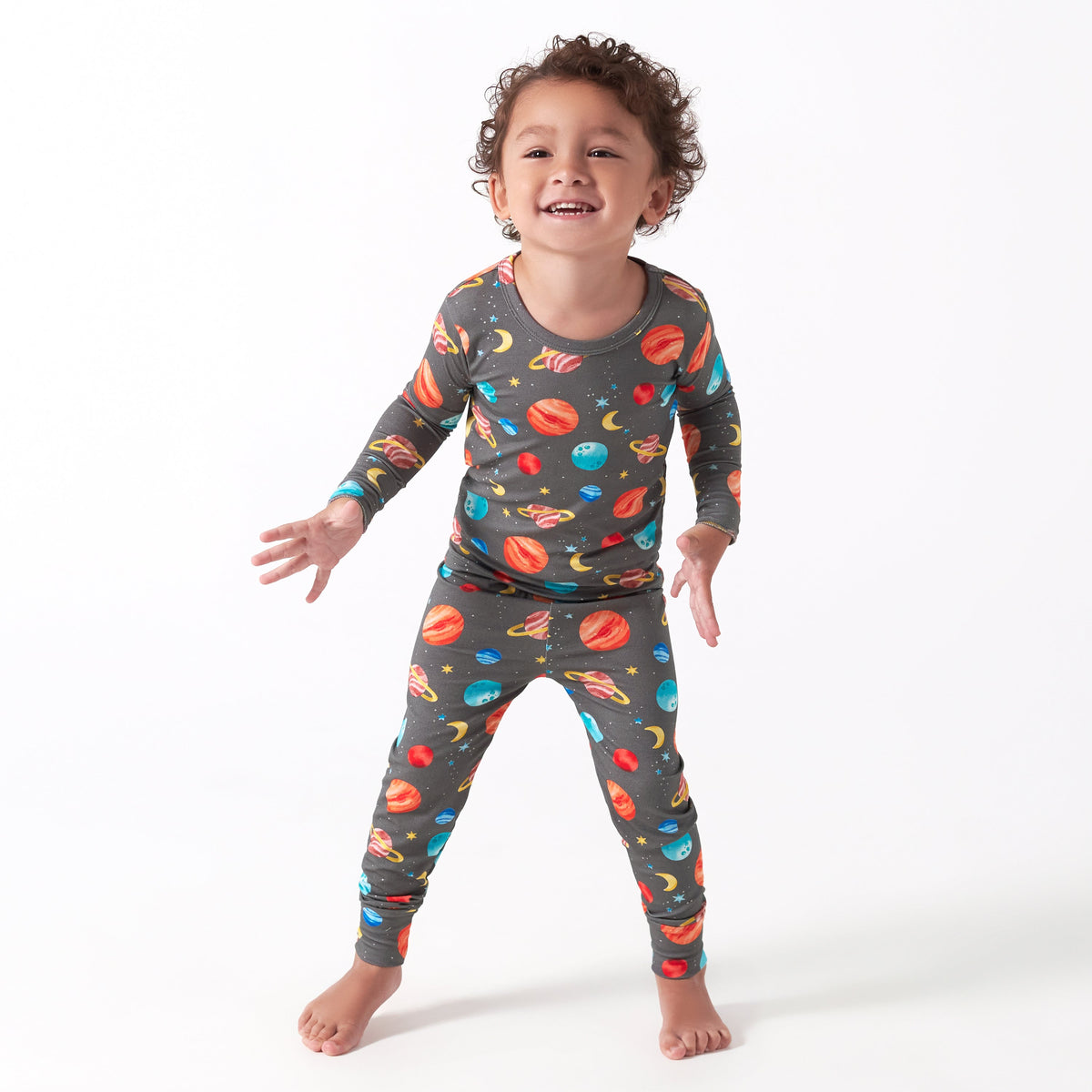 2-Piece Infant & Toddler Outer Space Buttery Soft Viscose Made from Eucalyptus Snug Fit Pajamas, lifestyle photo 3