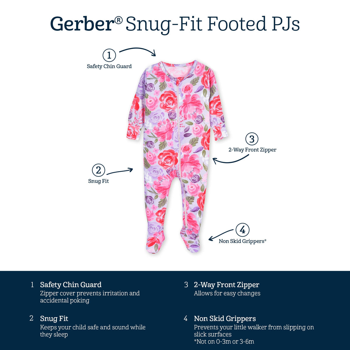 Baby & Toddler Girls Lilac Garden Buttery Soft Viscose Made from Eucalyptus Snug Fit Footed Pajamas-Gerber Childrenswear Wholesale