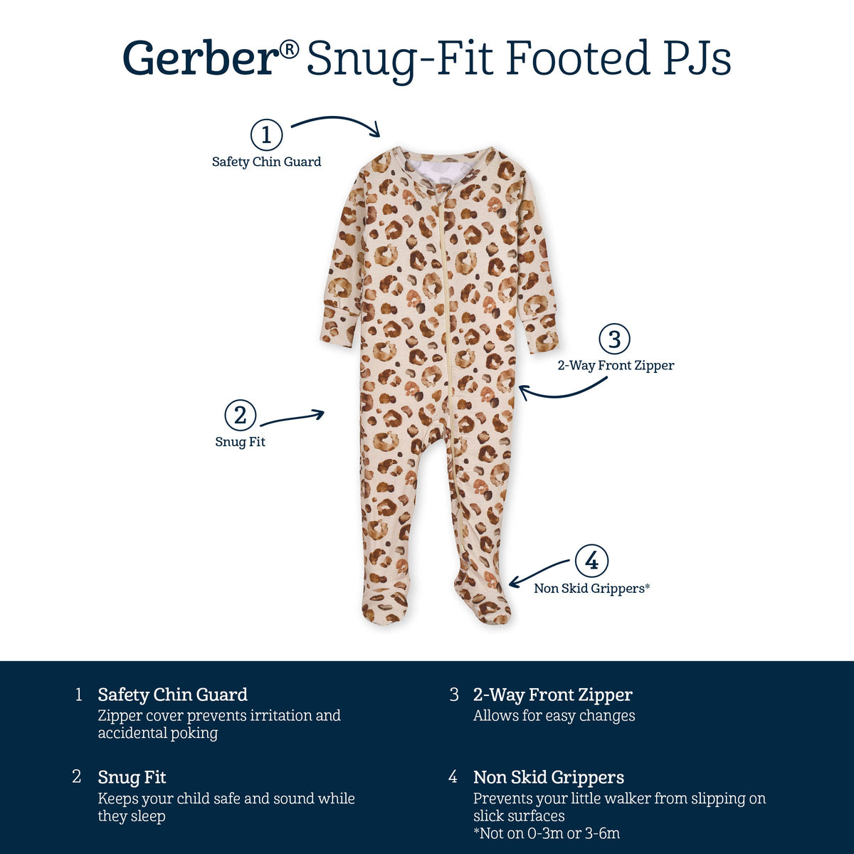Baby & Toddler Spotted Leopard Buttery Soft Viscose Made from Eucalyptus Snug Fit Footed Pajamas-Gerber Childrenswear Wholesale