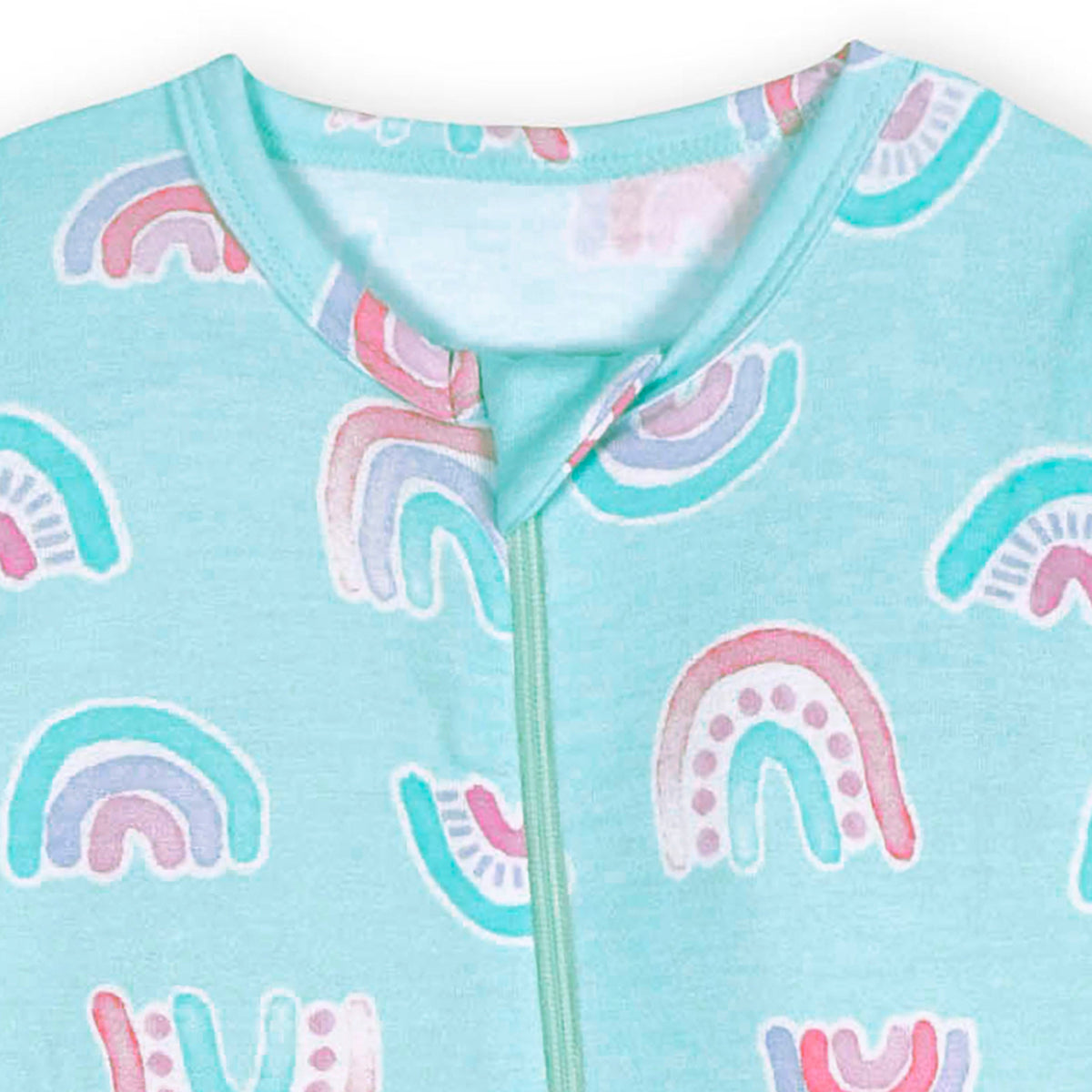 Baby & Toddler Rainbow Sky Buttery Soft Viscose Made from Eucalyptus Snug Fit Footed Pajamas, close-up detail 1
