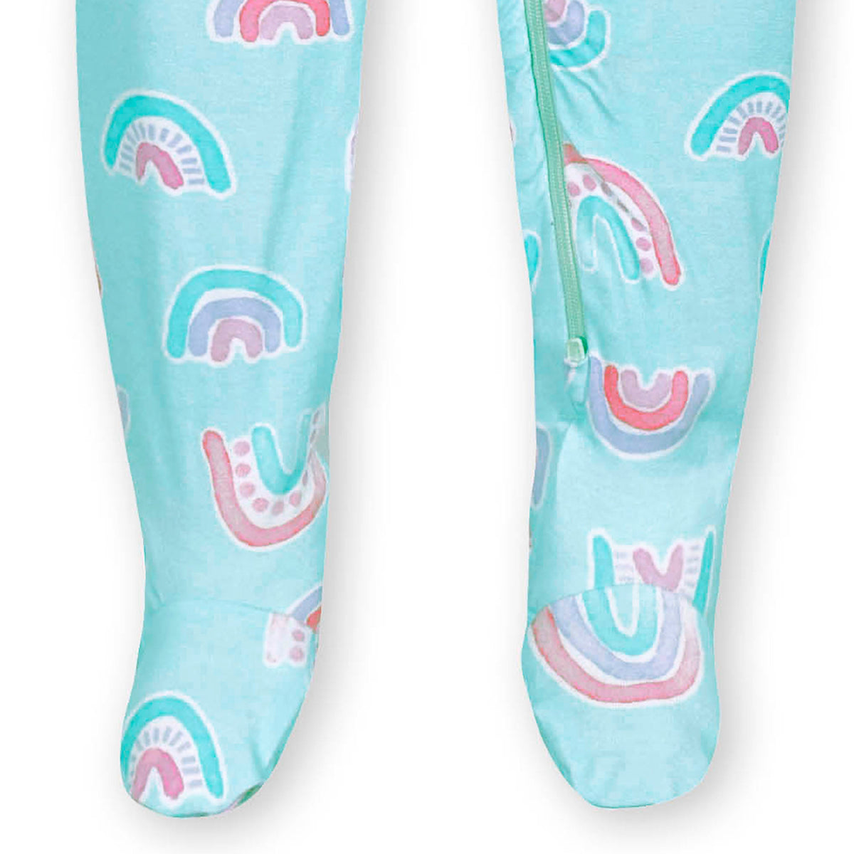 Baby & Toddler Rainbow Sky Buttery Soft Viscose Made from Eucalyptus Snug Fit Footed Pajamas, close-up detail 2