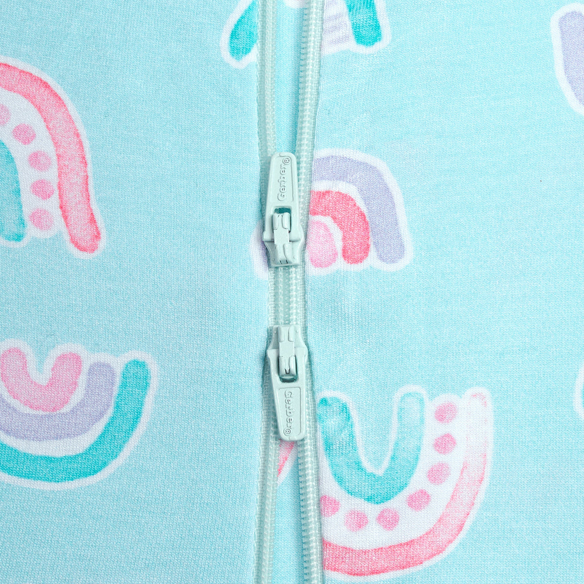 Baby & Toddler Rainbow Sky Buttery Soft Viscose Made from Eucalyptus Snug Fit Footed Pajamas, close-up detail 3
