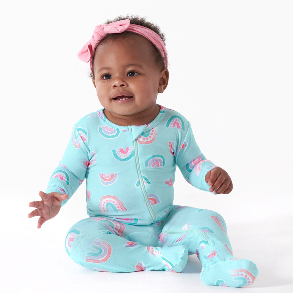 Baby & Toddler Rainbow Sky Buttery Soft Viscose Made from Eucalyptus Snug Fit Footed Pajamas, lifestyle photo 2