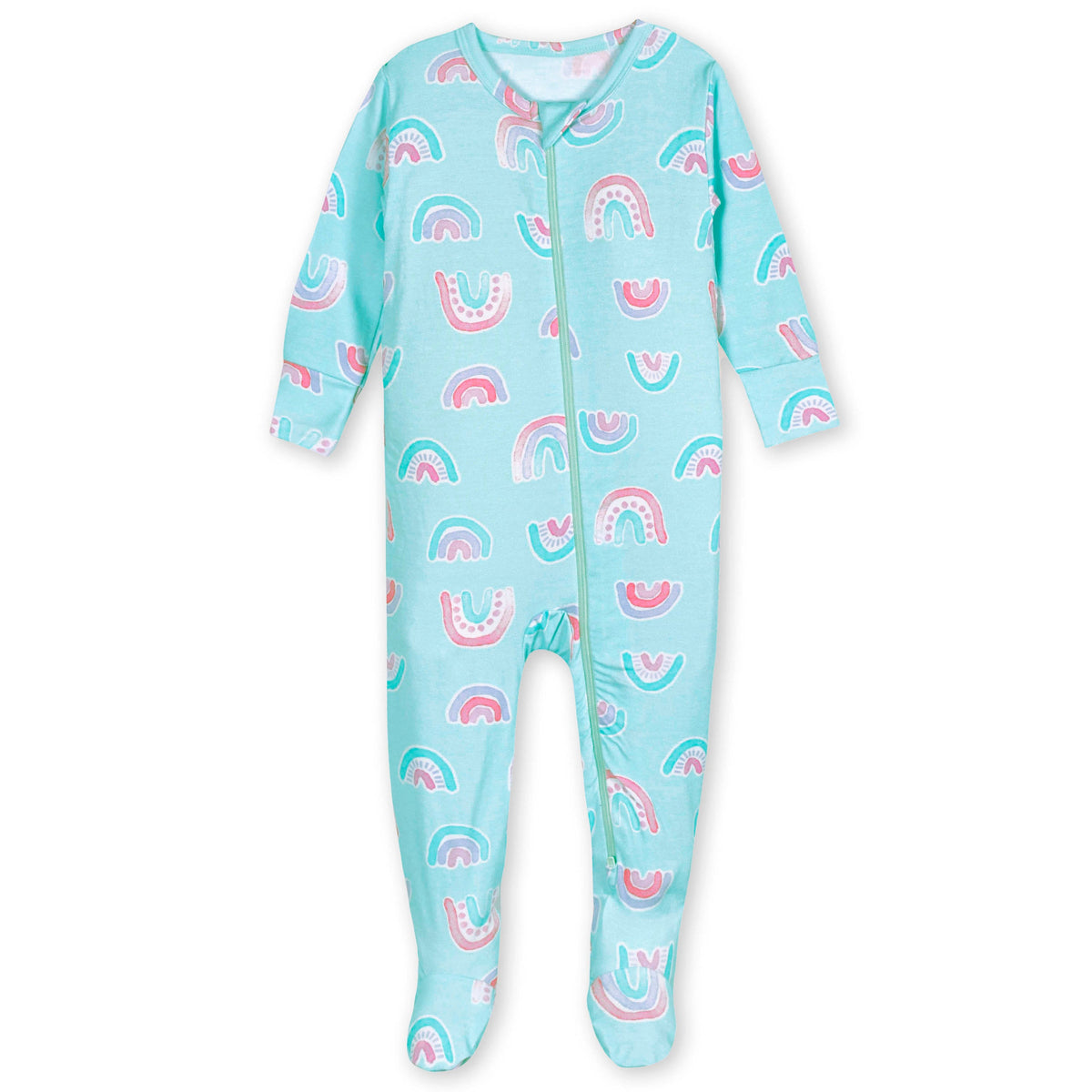 Baby & Toddler Rainbow Sky Buttery Soft Viscose Made from Eucalyptus Snug Fit Footed Pajamas, view 2