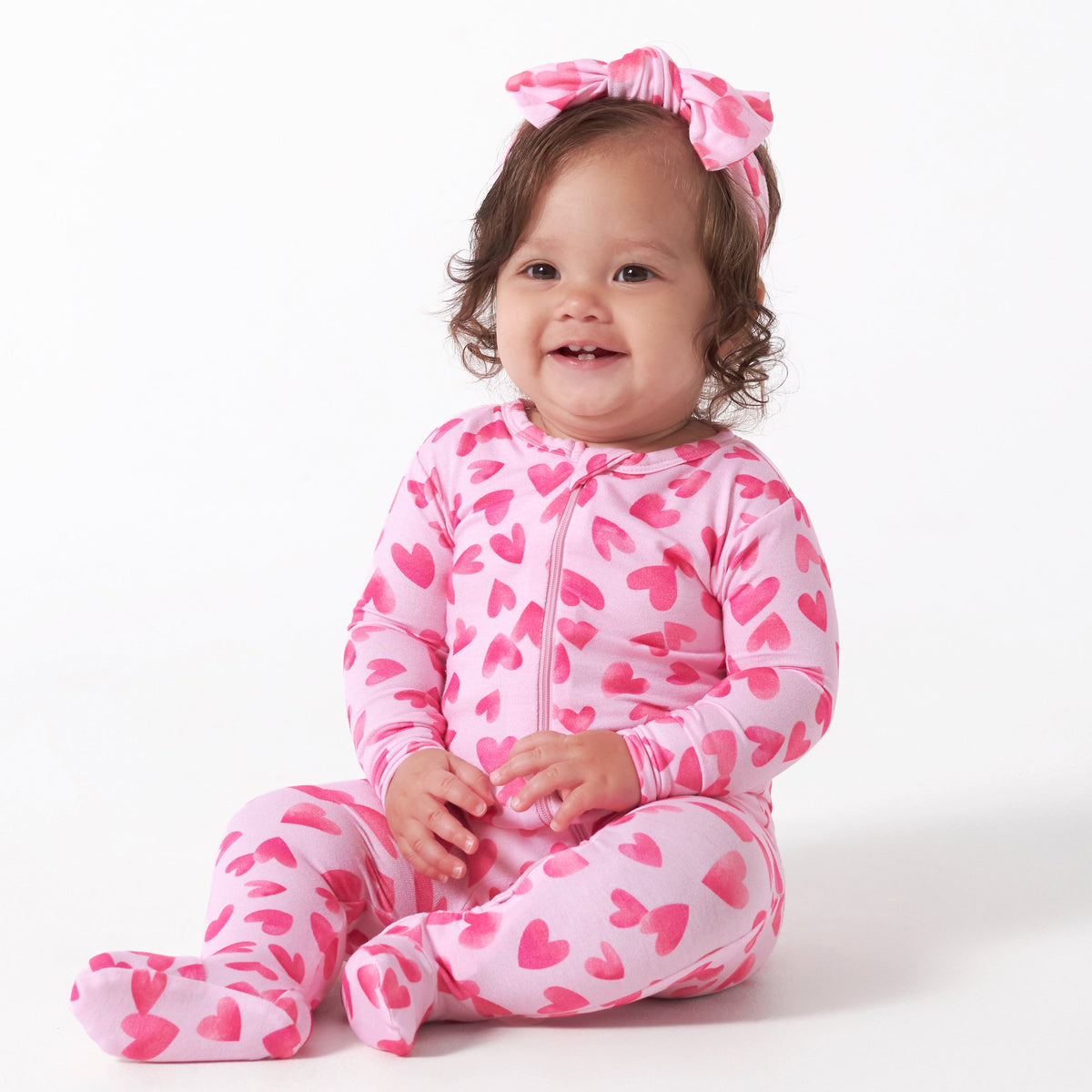 Baby & Toddler Girls Heartfelt Buttery Soft Viscose Made from Eucalyptus Snug Fit Footed Pajamas, lifestyle photo 1