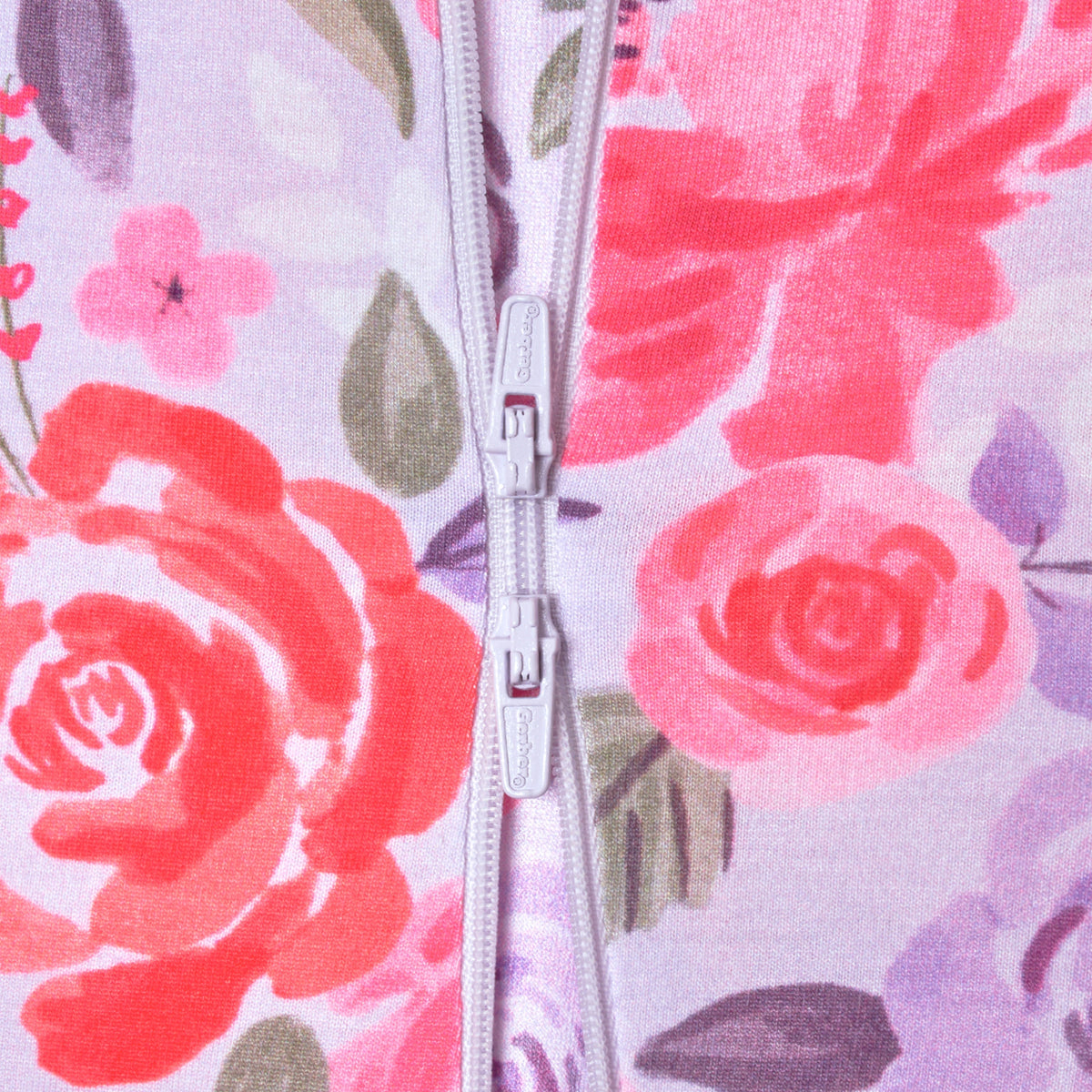 Baby & Toddler Girls Lilac Garden Buttery Soft Viscose Made from Eucalyptus Snug Fit Footed Pajamas, close-up detail 3