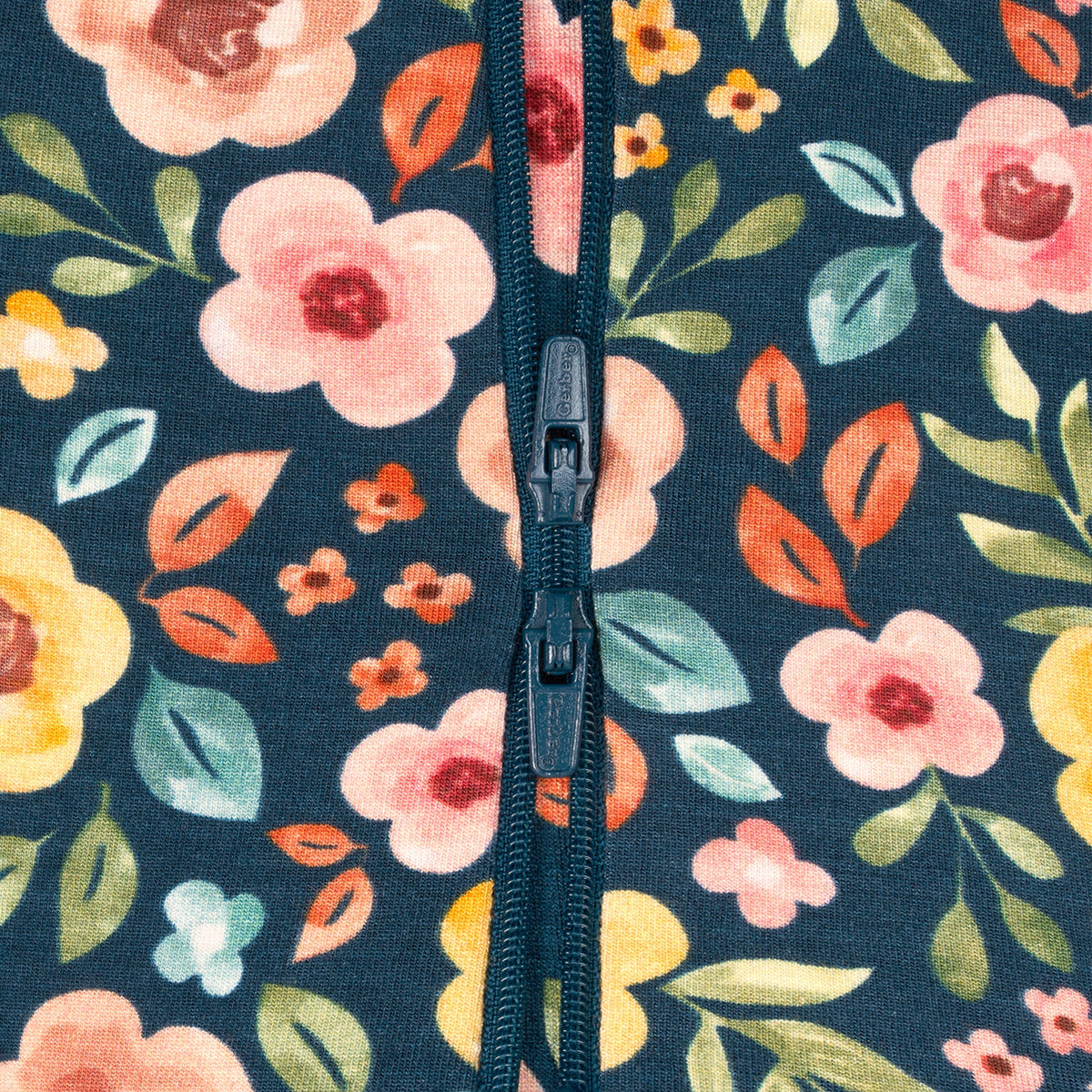 Baby & Toddler Girls Midnight Floral Buttery Soft Viscose Made from Eucalyptus Snug Fit Footed Pajamas, close-up detail 3