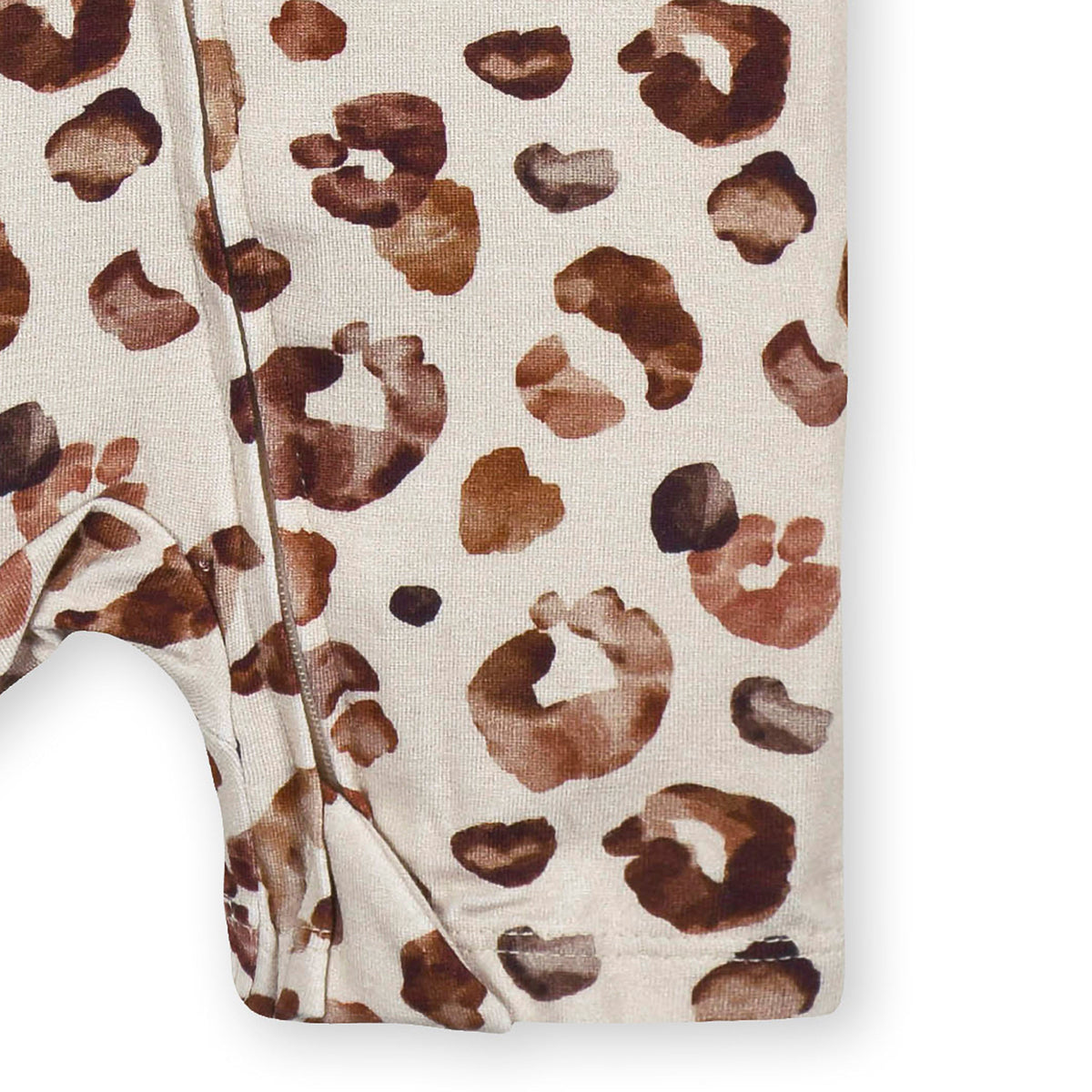 Baby Spotted Leopard Buttery Soft Viscose Made from Eucalyptus Snug Fit Romper, close-up detail 2