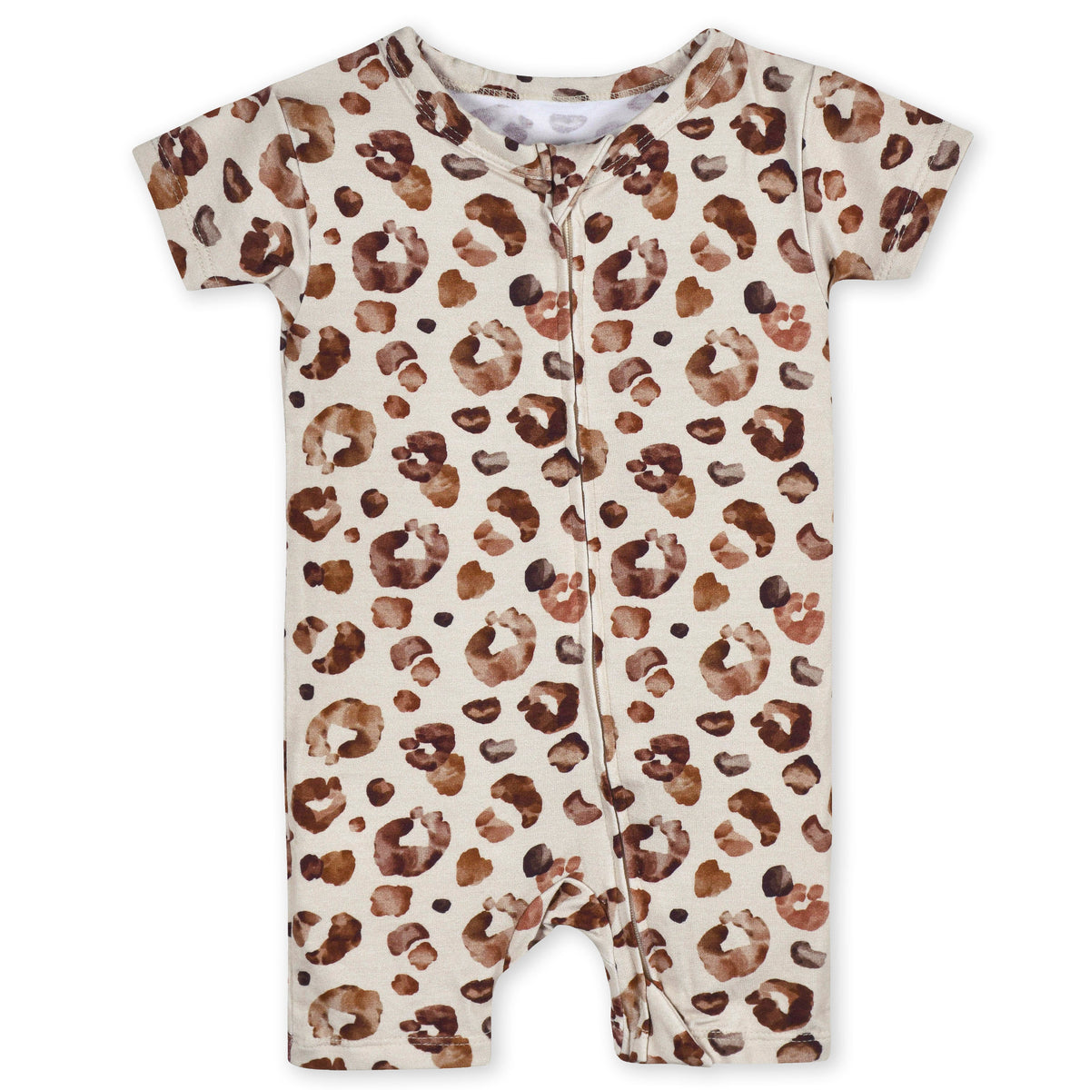 Baby Spotted Leopard Buttery Soft Viscose Made from Eucalyptus Snug Fit Romper, view 2