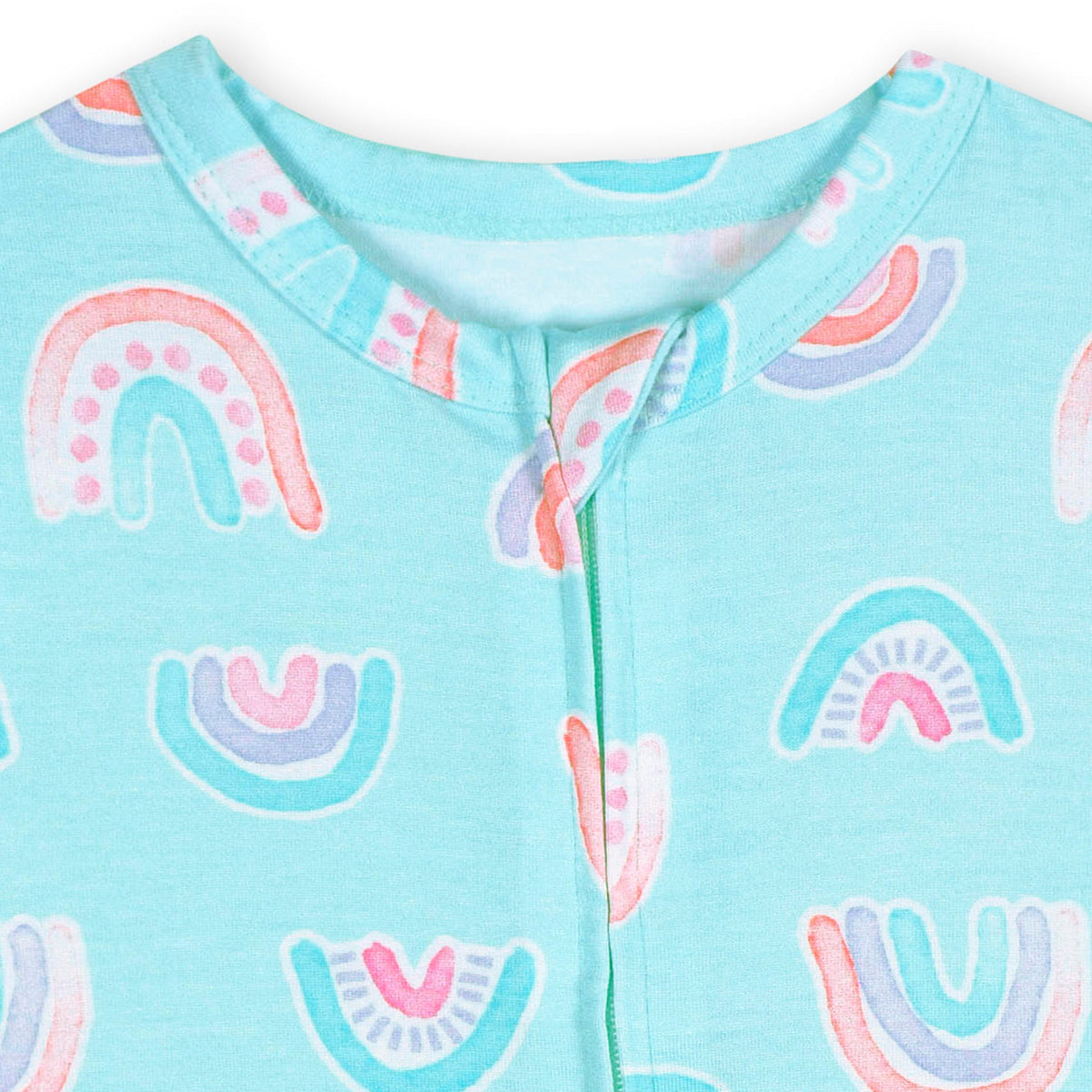 Baby Girls Rainbow Sky Buttery Soft Viscose Made from Eucalyptus Snug Fit Romper, close-up detail 1