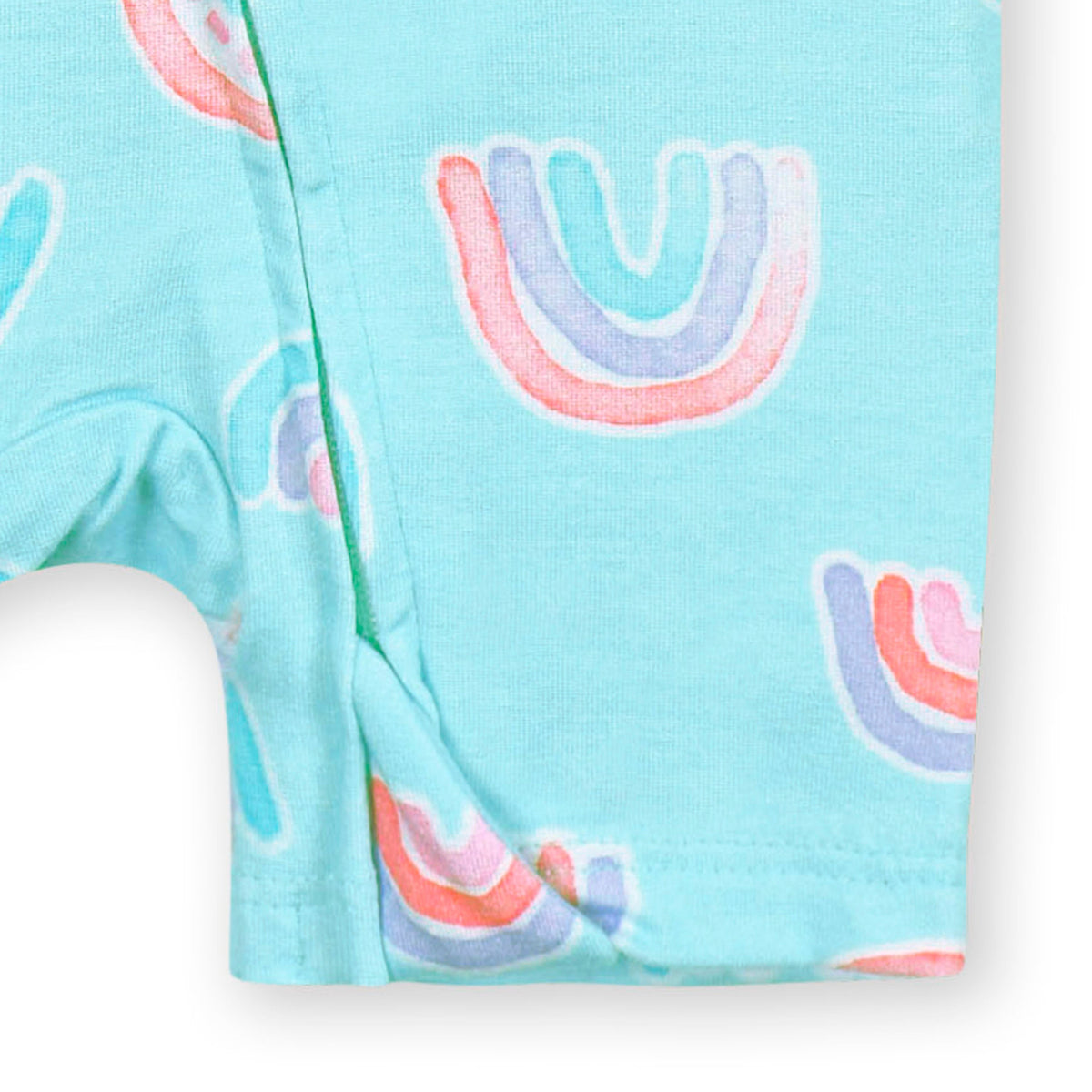 Baby Girls Rainbow Sky Buttery Soft Viscose Made from Eucalyptus Snug Fit Romper, close-up detail 2