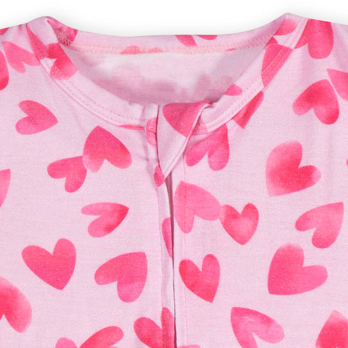 Baby Girls Heartfelt Buttery Soft Viscose Made from Eucalyptus Snug Fit Romper, close-up detail 1