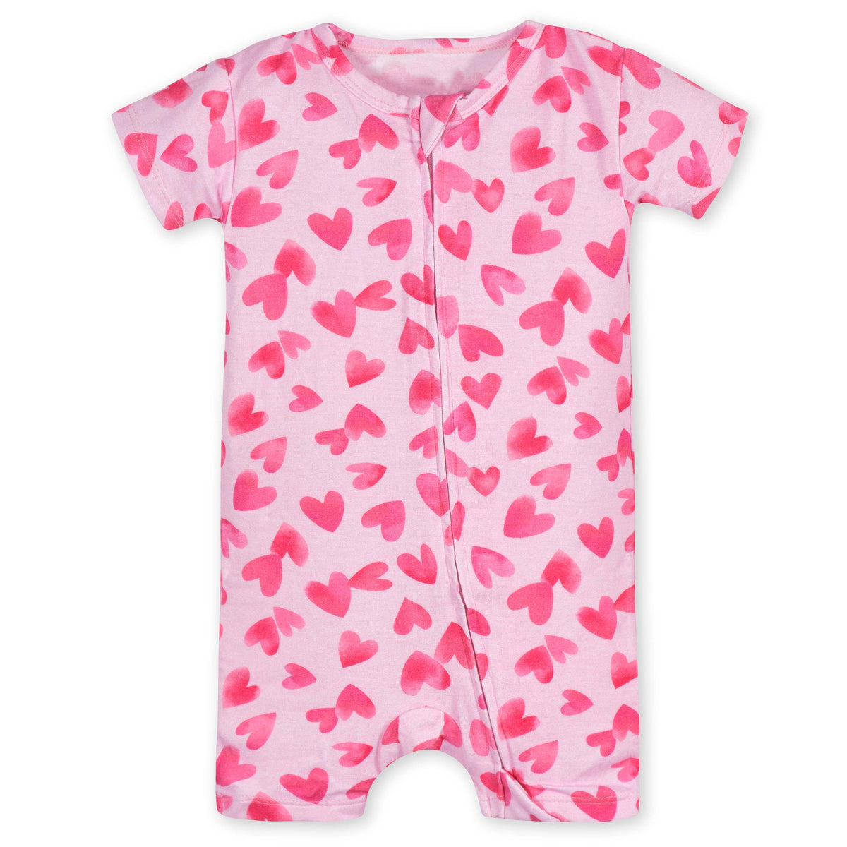 Baby Girls Heartfelt Buttery Soft Viscose Made from Eucalyptus Snug Fit Romper, view 2