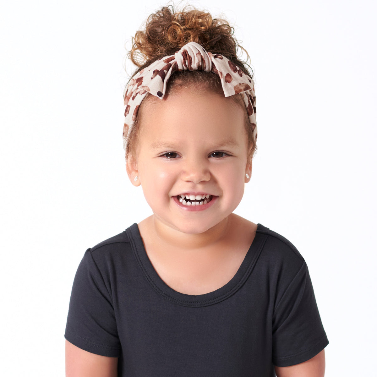 Girls Spotted Leopard Buttery Soft Viscose Made from Eucalyptus Headband, lifestyle photo 1