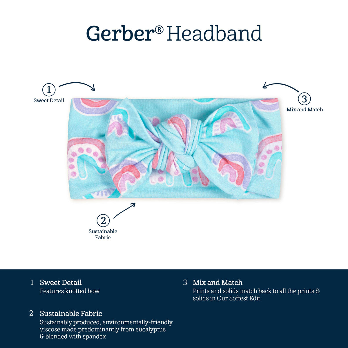 Girls Rainbow Sky Buttery Soft Viscose Made from Eucalyptus Headband-Gerber Childrenswear Wholesale