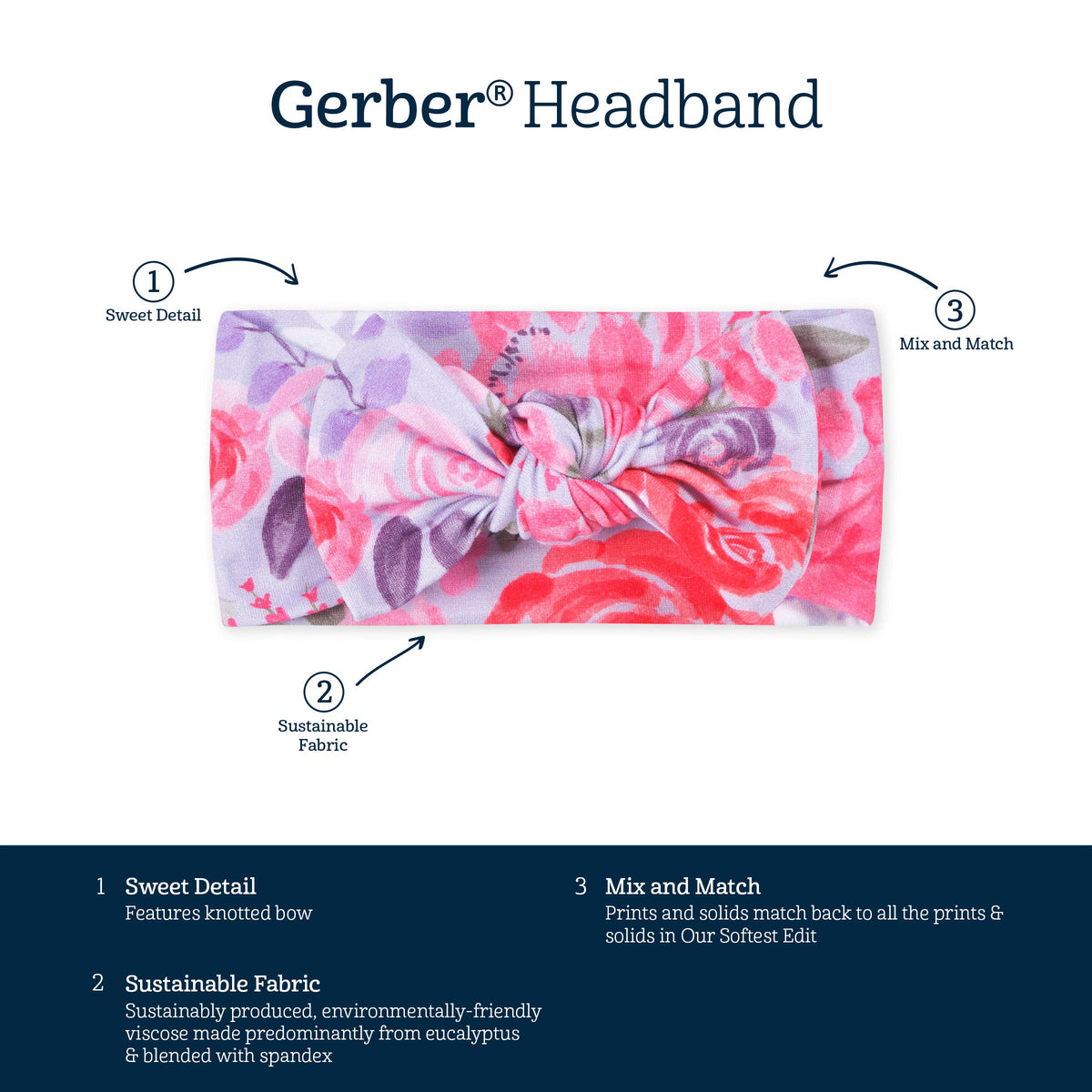 Girls Lilac Garden Buttery Soft Viscose Made from Eucalyptus Headband-Gerber Childrenswear Wholesale