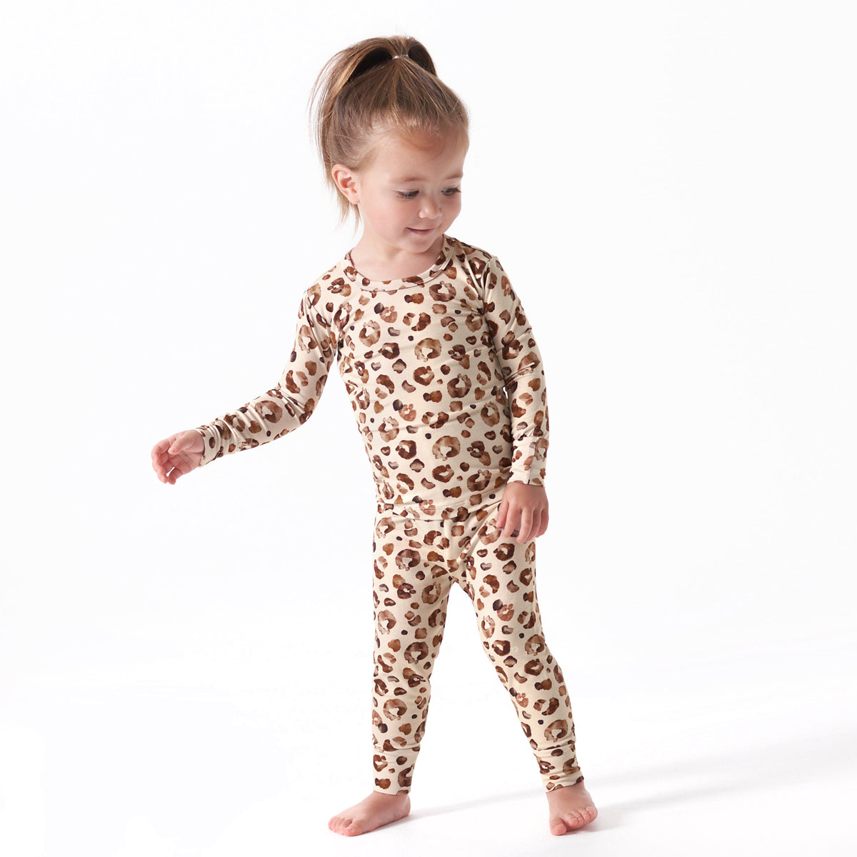 2-Piece Infant & Toddler Spotted Leopard Buttery Soft Viscose Made from Eucalyptus Snug Fit Pajamas, lifestyle photo 2