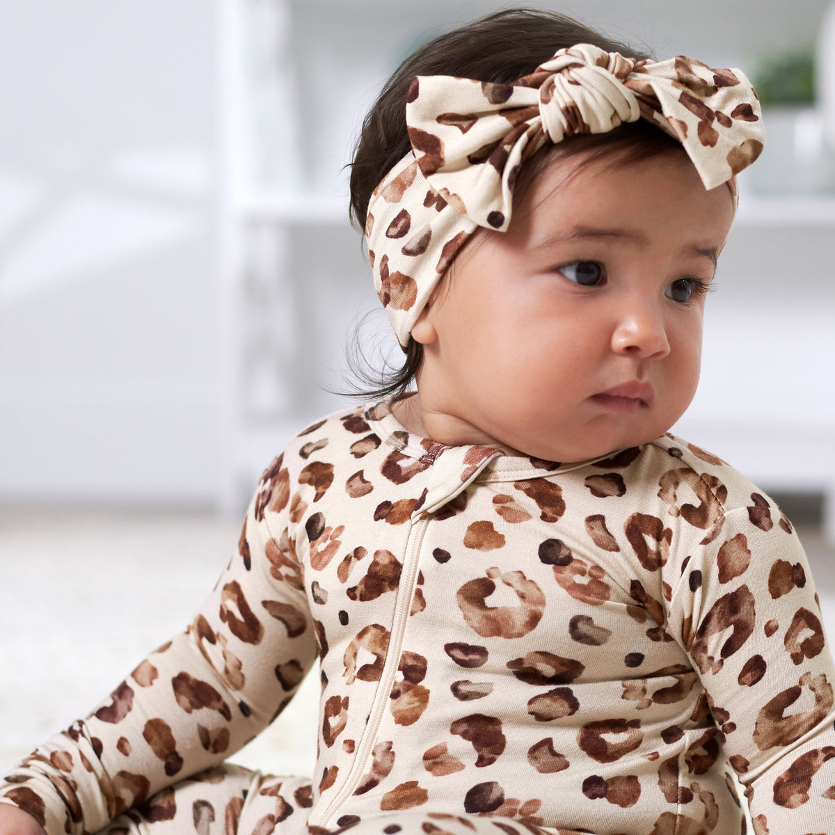 Girls Spotted Leopard Buttery Soft Viscose Made from Eucalyptus Headband, lifestyle photo 4