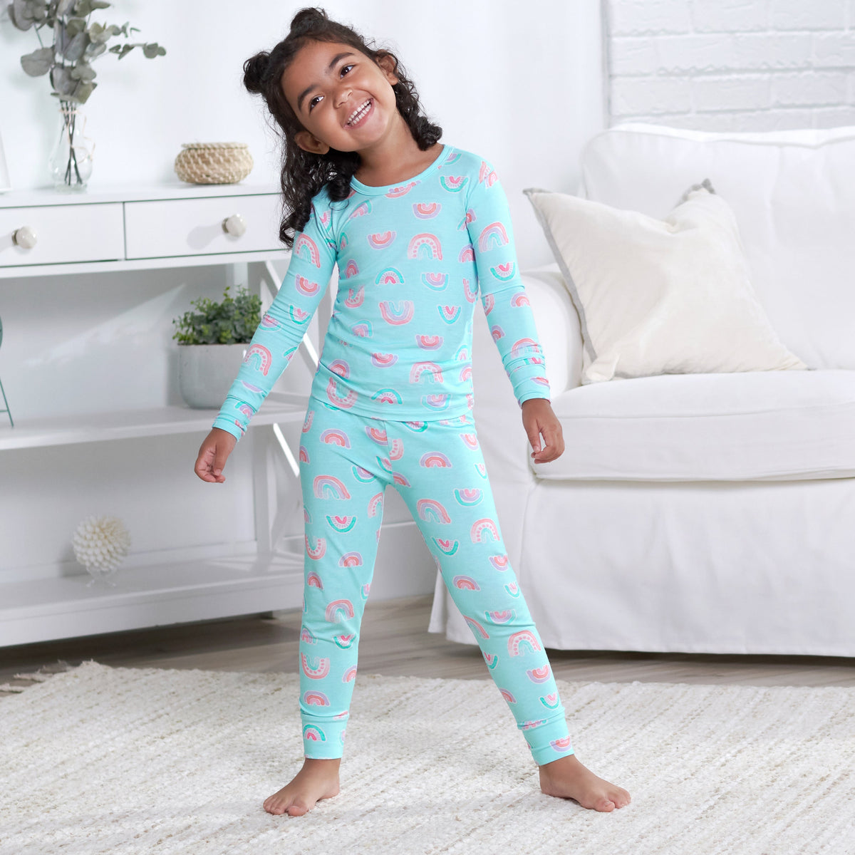 2-Piece Infant & Toddler Rainbow Sky Buttery Soft Viscose Made from Eucalyptus Snug Fit Pajamas, lifestyle photo 5