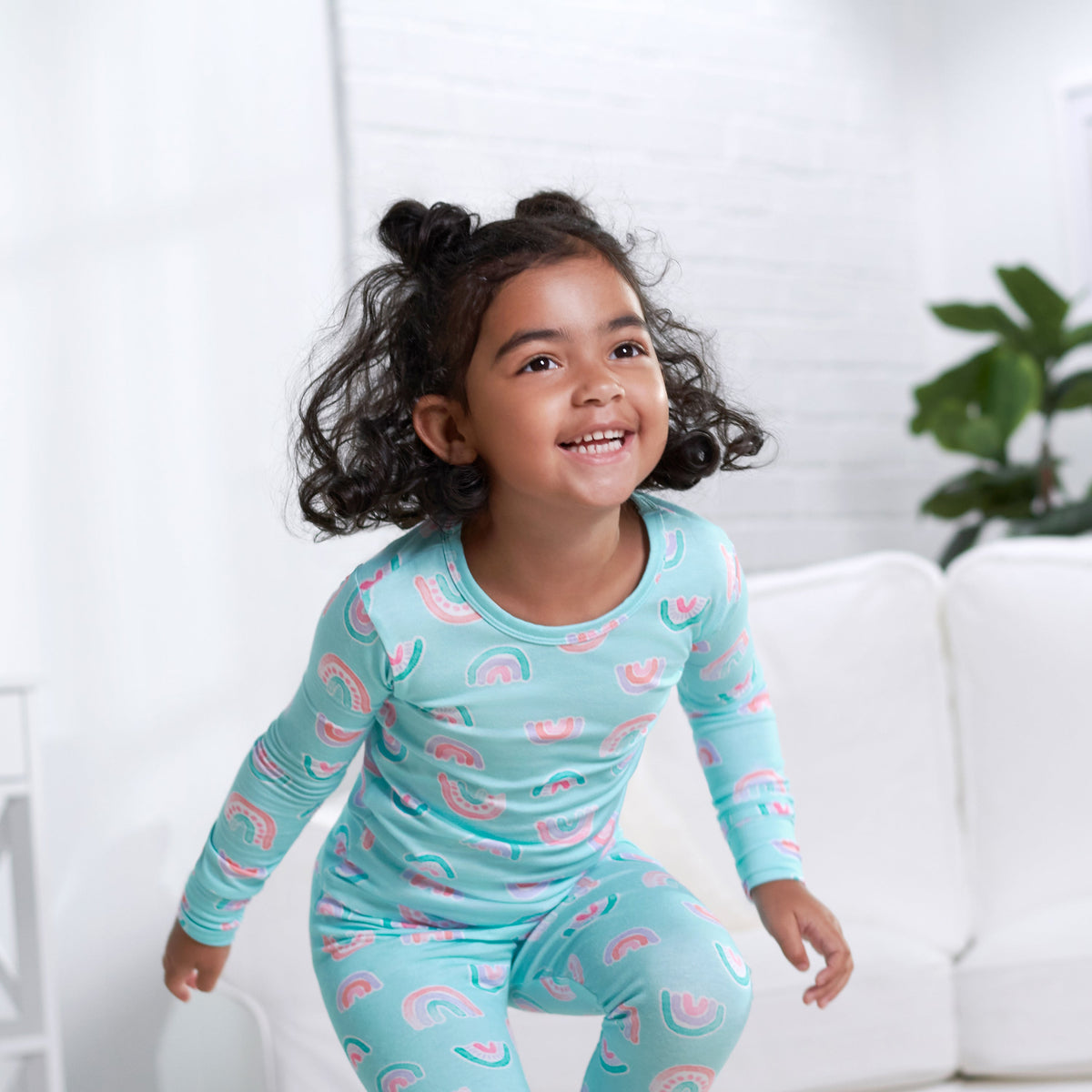2-Piece Infant & Toddler Rainbow Sky Buttery Soft Viscose Made from Eucalyptus Snug Fit Pajamas, lifestyle photo 6