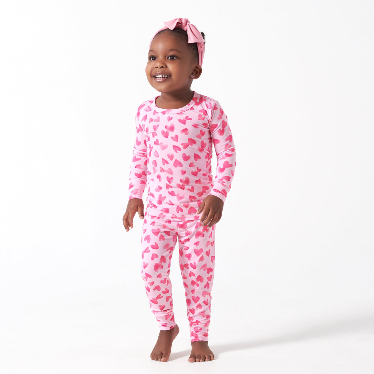 2-Piece Infant & Toddler Girls Heartfelt Buttery Soft Viscose Made from Eucalyptus Snug Fit Pajamas, lifestyle photo 1
