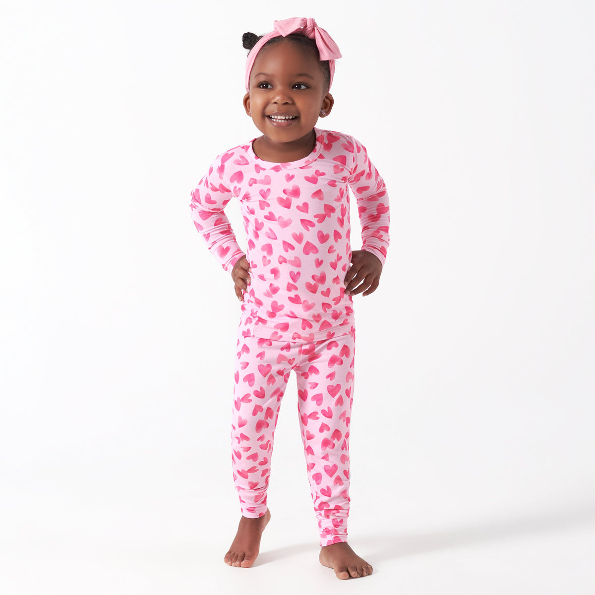 2-Piece Infant & Toddler Girls Heartfelt Buttery Soft Viscose Made from Eucalyptus Snug Fit Pajamas, lifestyle photo 2