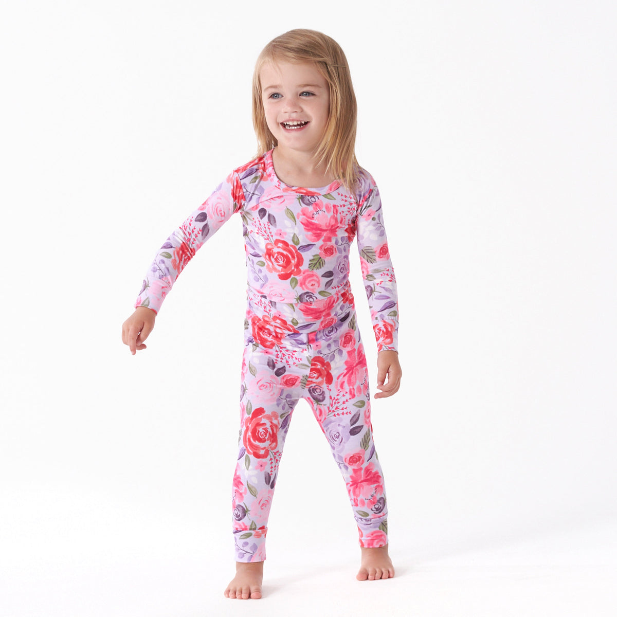 2-Piece Infant & Toddler Girls Lilac Garden Buttery Soft Viscose Made from Eucalyptus Snug Fit Pajamas, lifestyle photo 2