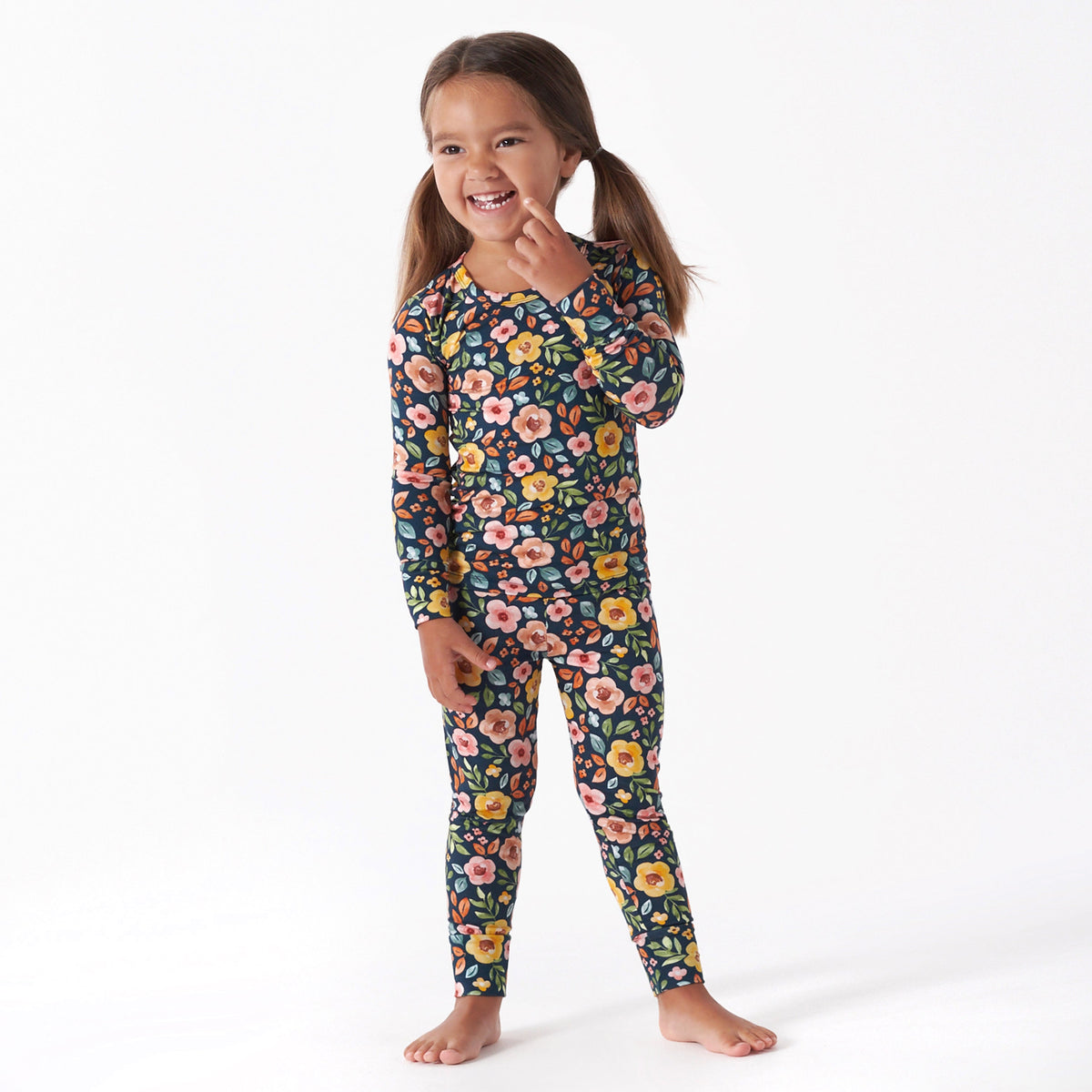 2-Piece Infant & Toddler Girls Midnight Floral Buttery Soft Viscose Made from Eucalyptus Snug Fit Pajamas, lifestyle photo 1