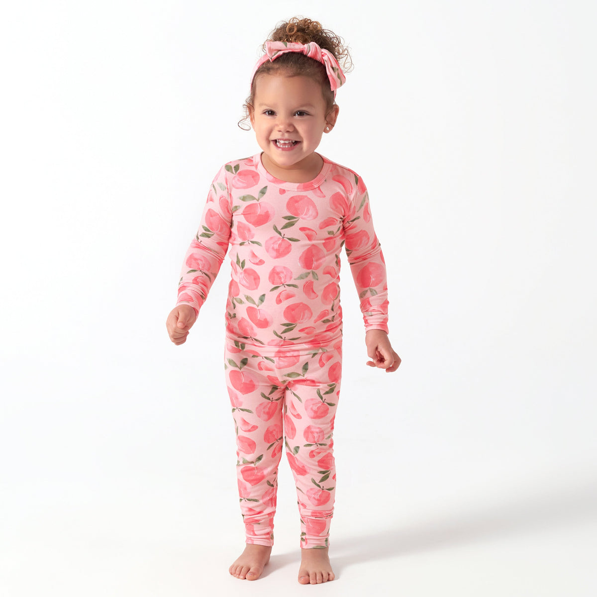 2-Piece Infant & Toddler Girls Just Peachy Buttery Soft Viscose Made from Eucalyptus Snug Fit Pajamas, lifestyle photo 1