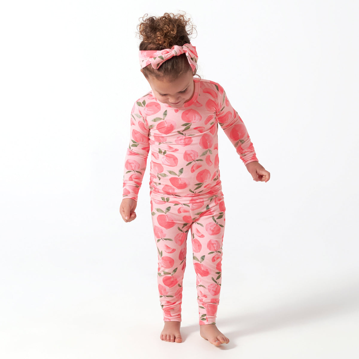 2-Piece Infant & Toddler Girls Just Peachy Buttery Soft Viscose Made from Eucalyptus Snug Fit Pajamas, lifestyle photo 2